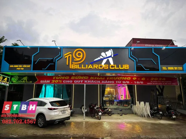 Bảng hiệu bida alu kết hợp chữ nổi mica