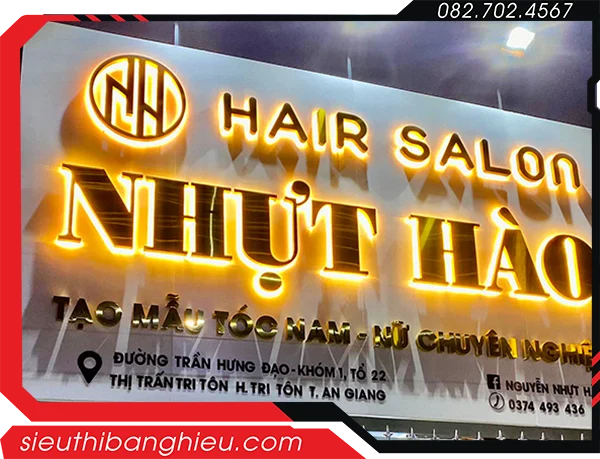 Bảng hiệu alu chữ nổi cho salon hiện đại