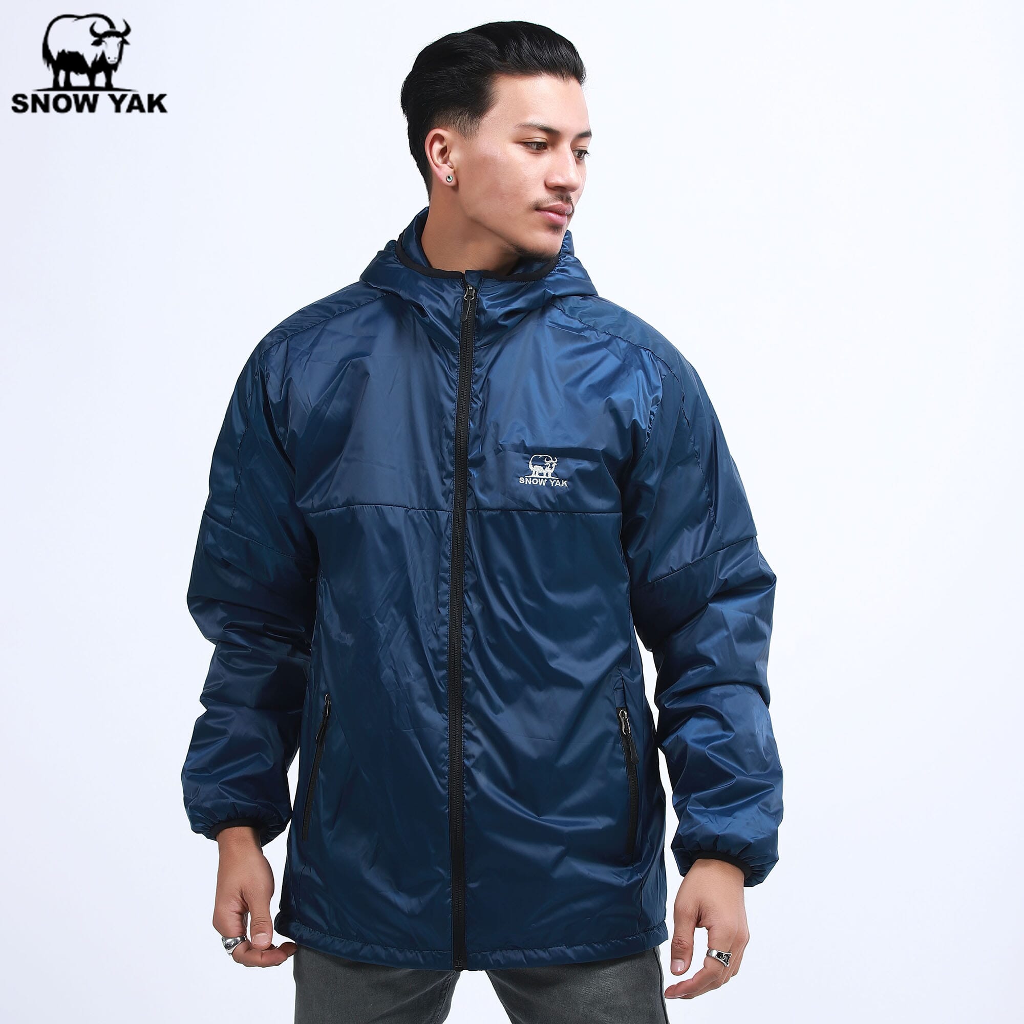 Snow Yak Blue Color Full Sleeve Front Zippered Design Insulated Jacket For Men