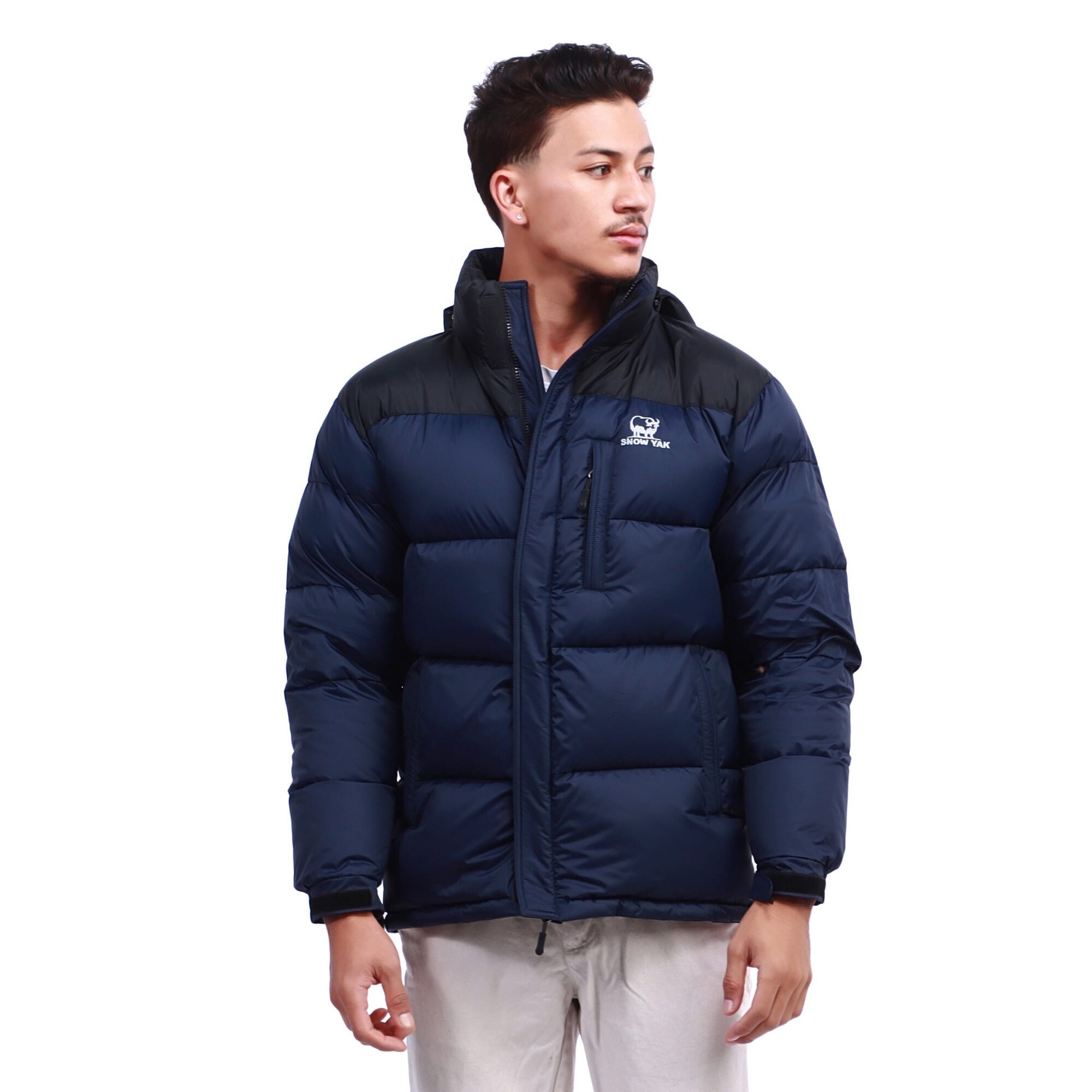 Snow Yak Black/Navy Blue Color Full Sleeve Down Jacket For Men
