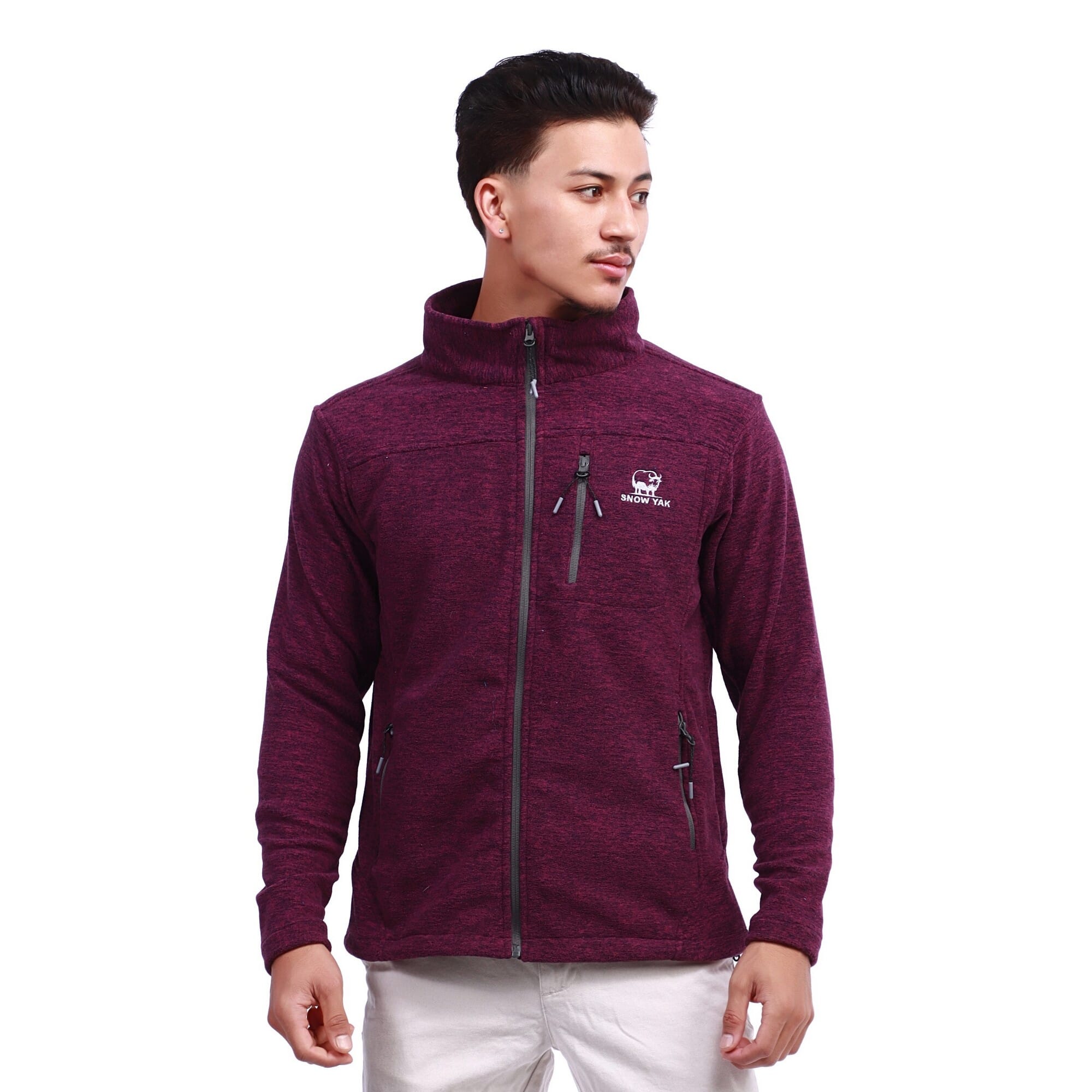 Snow Yak Purple Color Full Sleeve Fleece Polar Jacket For Men