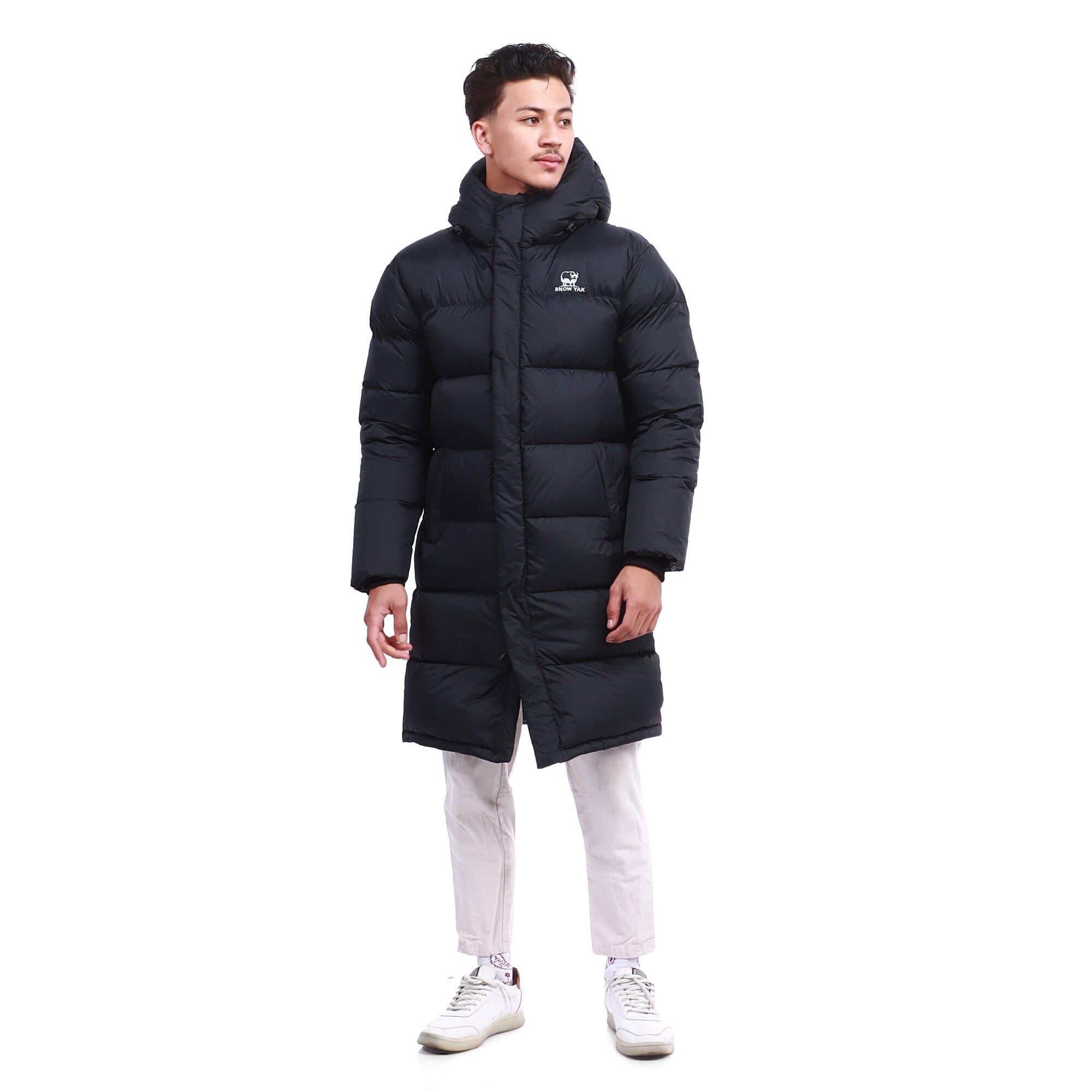 Snow Yak Black Color Full Sleeve Long Down Jacket For Men