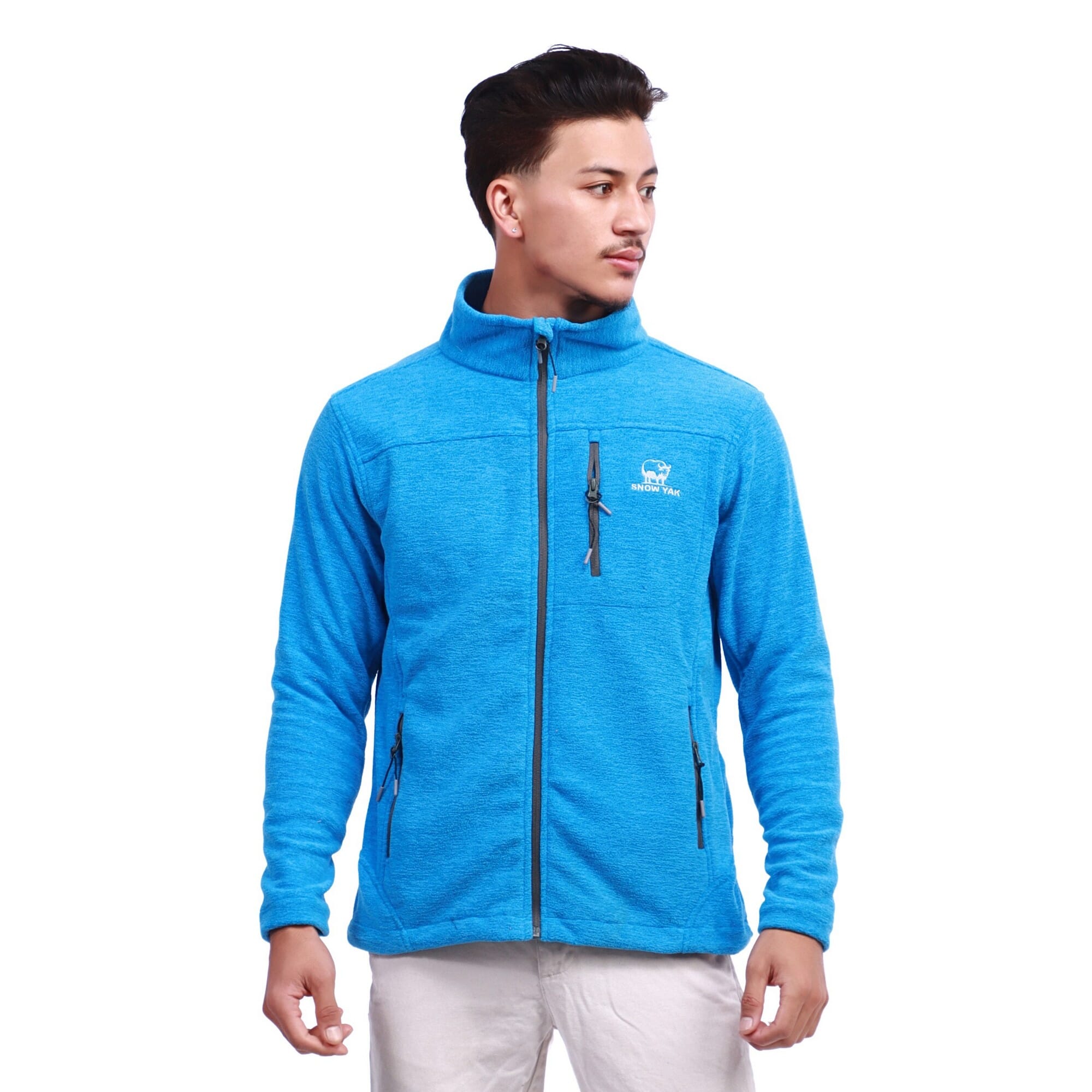 Snow Yak Light Blue Color Full Sleeve Fleece Polar Jacket For Men