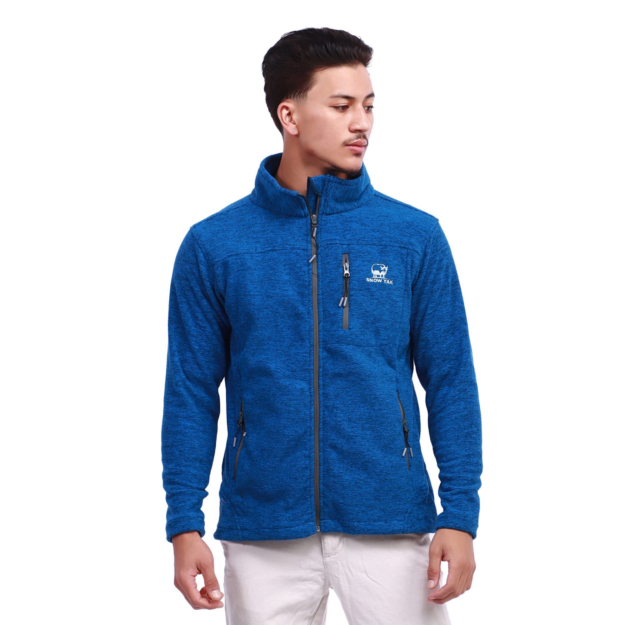 Snow Yak Blue Color Full Sleeve Fleece Polar Jacket For Men
