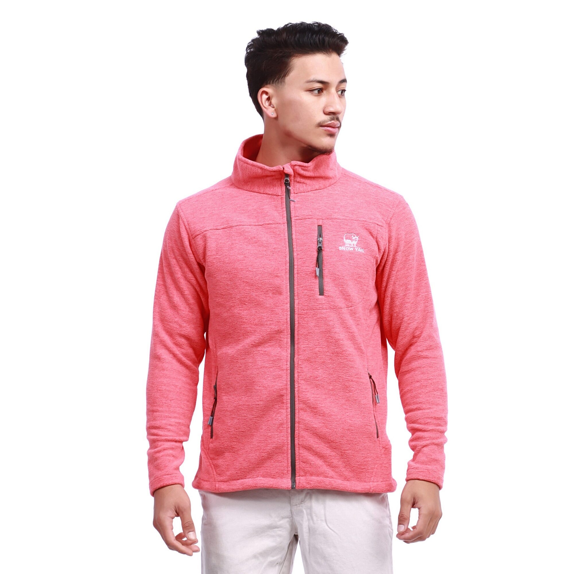 Snow Yak Light Orange Color Full Sleeve Fleece Polar Jacket For Men