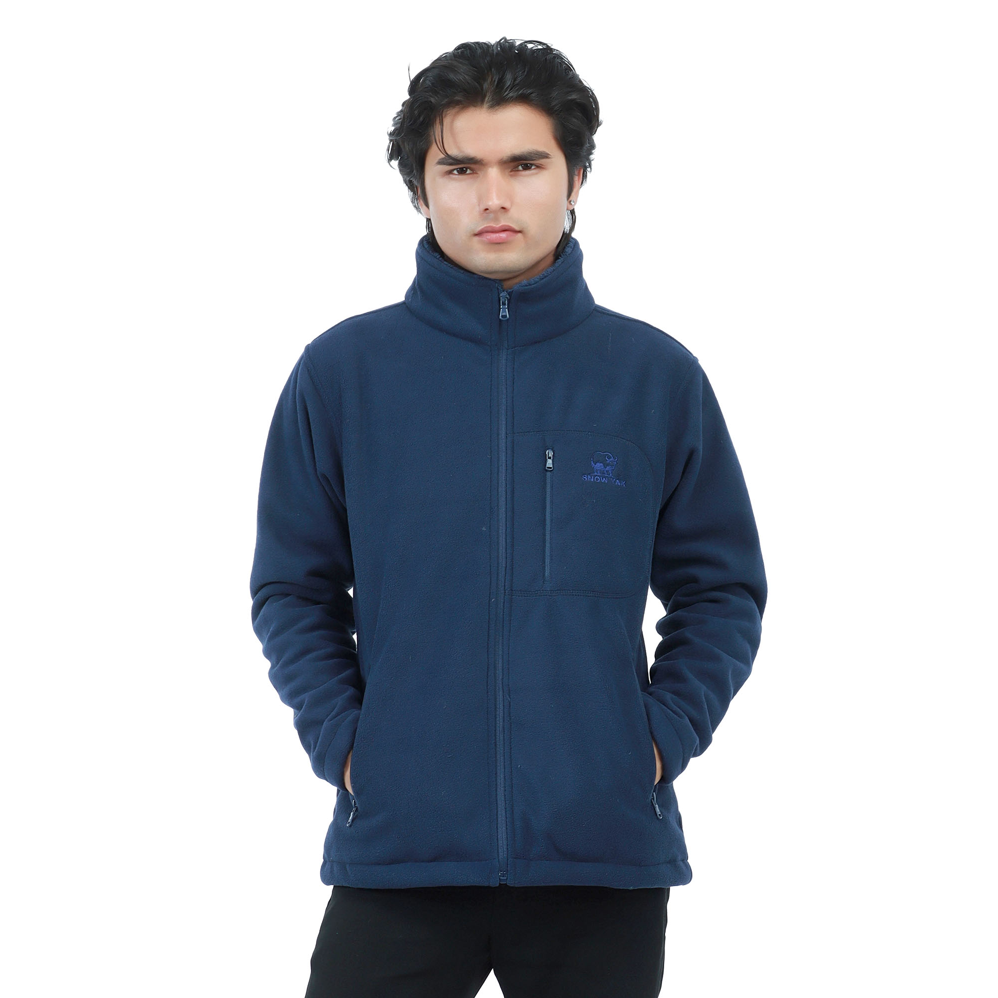 Snow Yak Navy Blue Color Full Sleeve Inner Fur Wind Proof Polar Fleece Jacket For Men