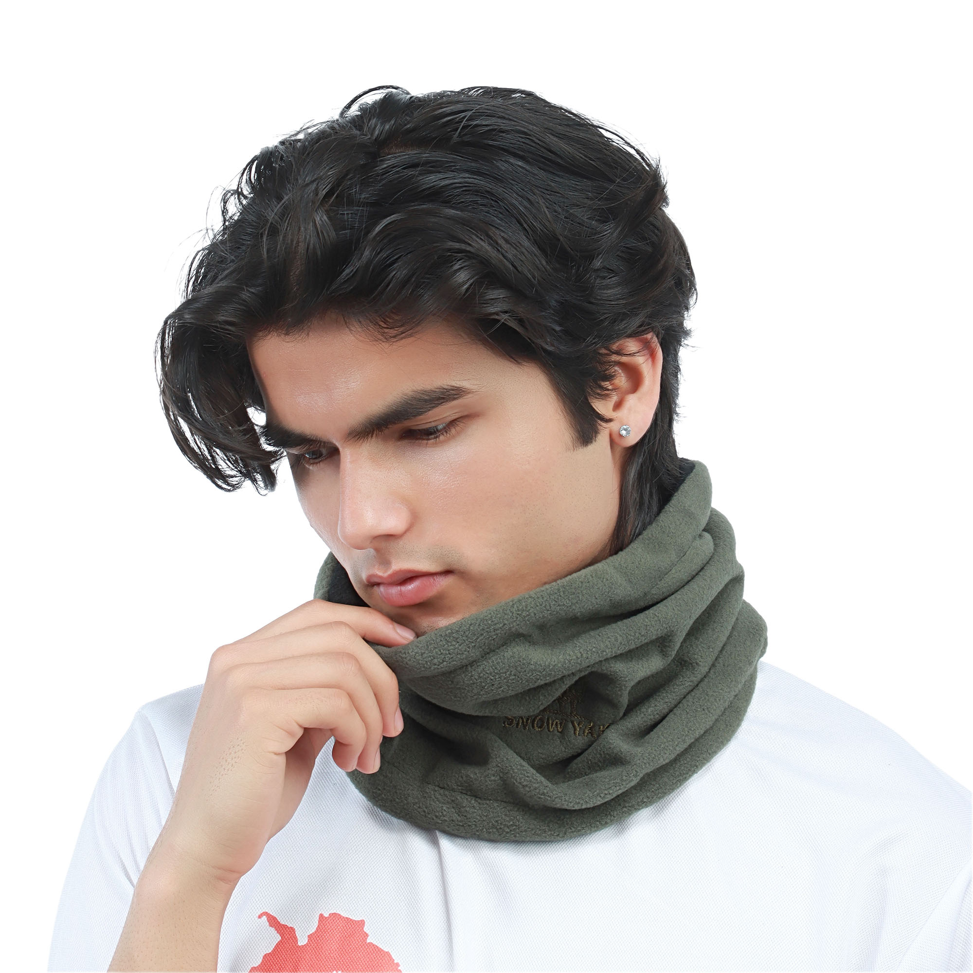Snow Yak Green/Black Color Unisex 3 in 1 Multipurpose Polar Fleece Neck Warmer