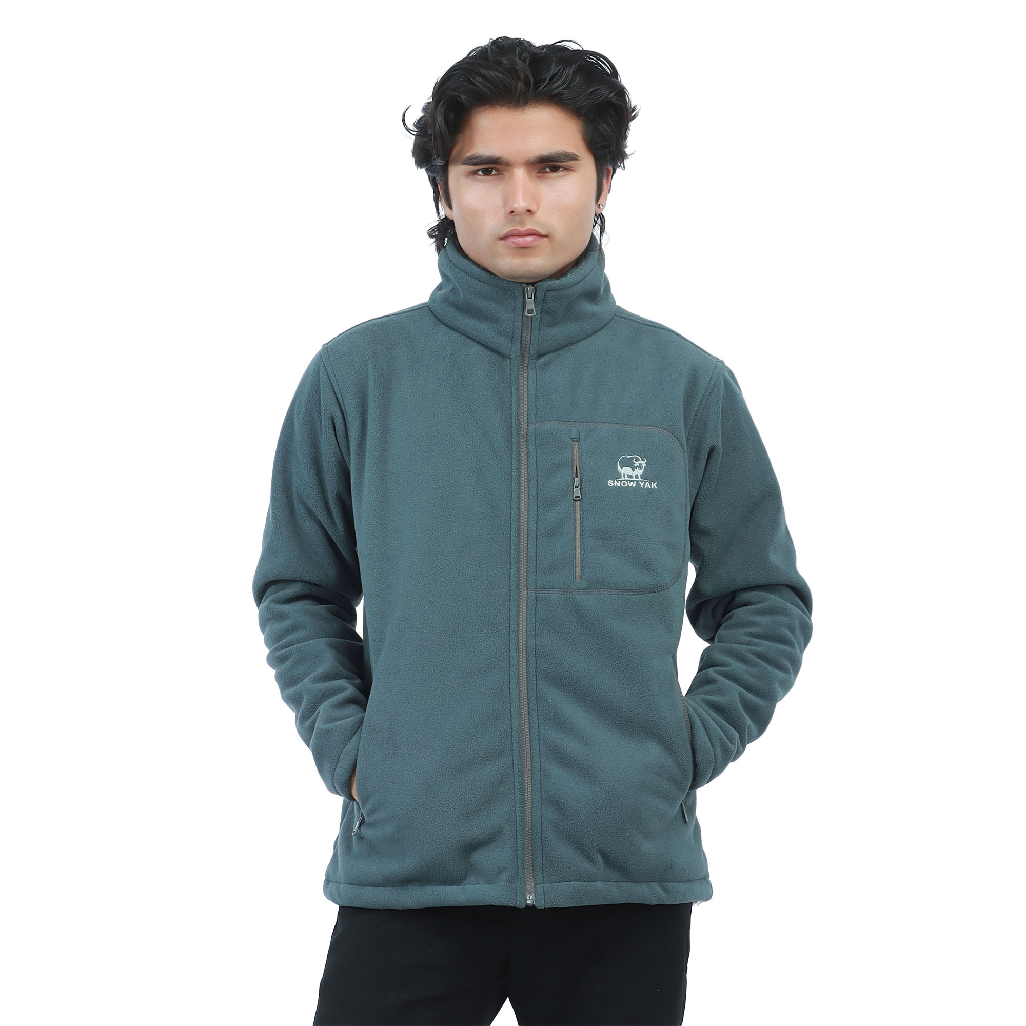 Snow Yak Grey Color Full Sleeve Inner Fur Wind Proof Polar Fleece Jacket For Men