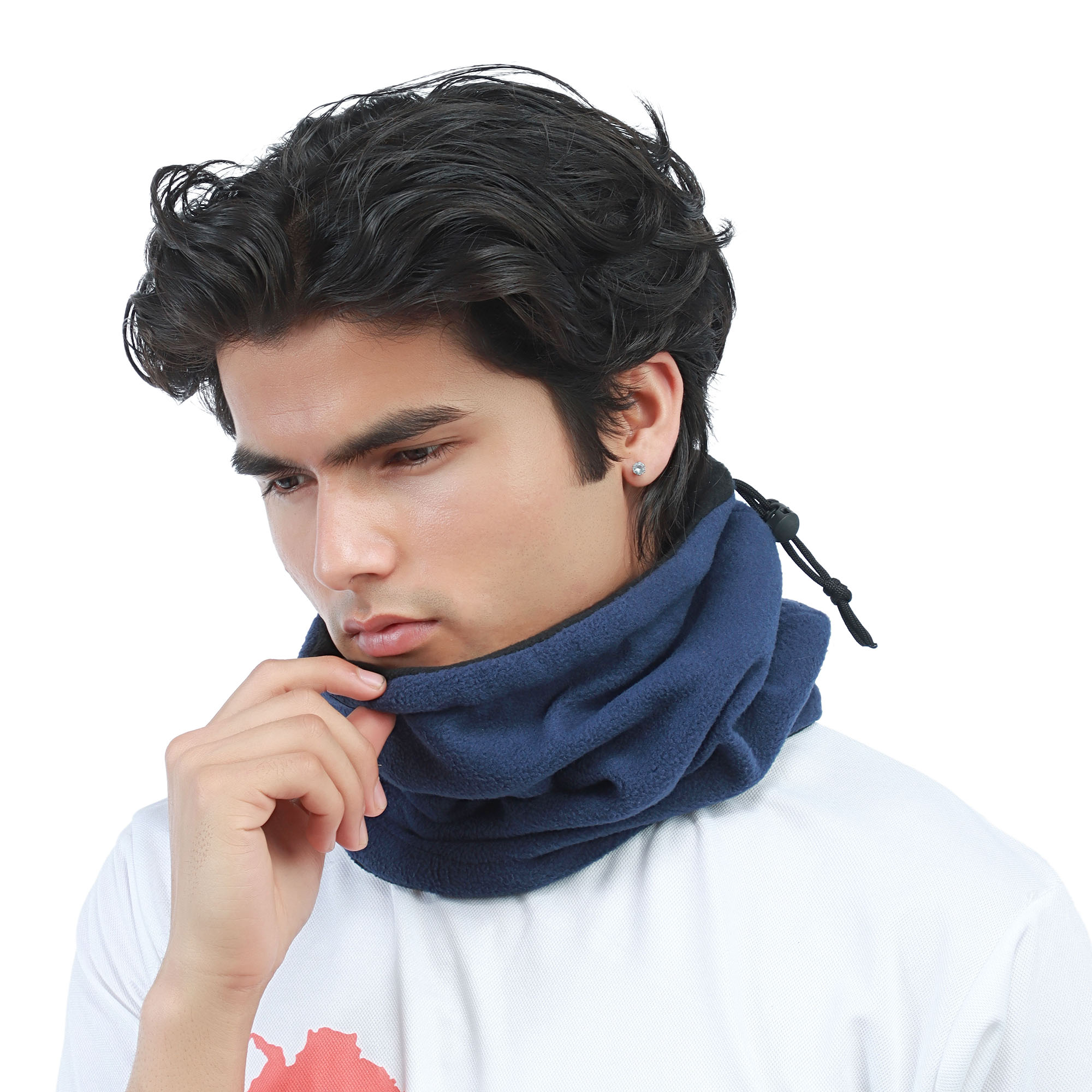 Snow Yak Navy Blue/Black Color Unisex 3 in 1 Multipurpose Polar Fleece Neck Warmer