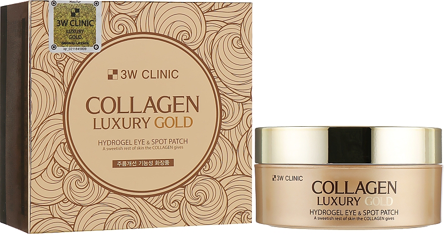 3W Clinic Collagen and Luxury Gold Hydrogel Eye and Spot Patch, Brightening Under-Eye Mask, 90g / 60 Patches
