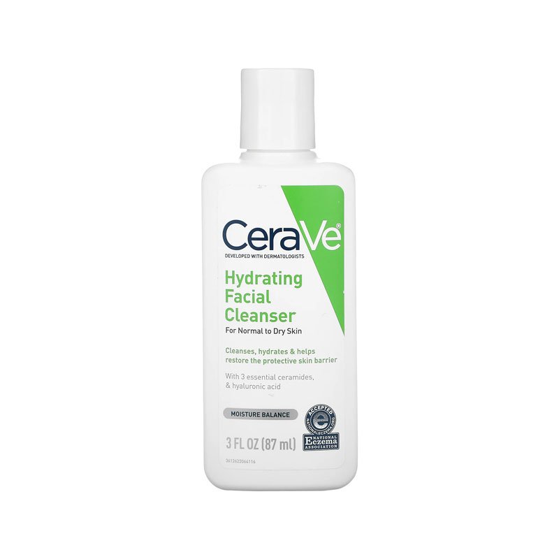 CeraVe Hydrating Facial Cleanser with Ceramides & Hyaluronic Acid, Normal to Dry Skin, 87ml