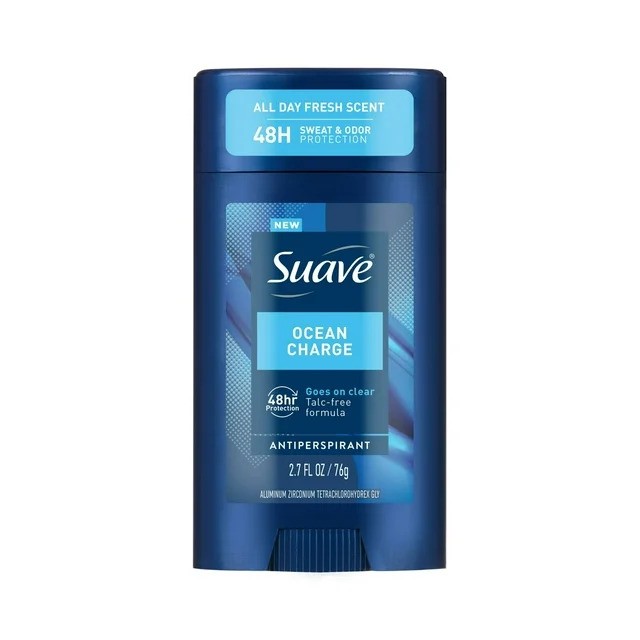 Suave Ocean Charge Men's Antiperspirant Deodorant, Marine & Driftwood Scent, 48-Hour Protection - 76g
