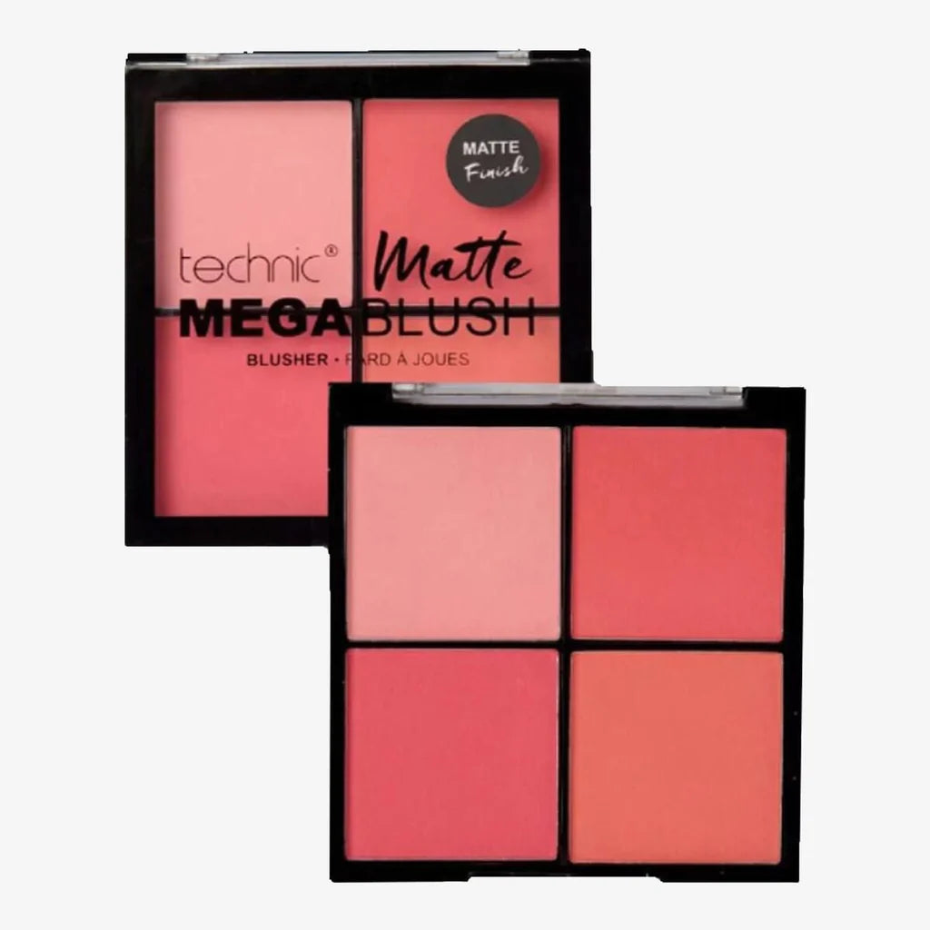 Technic Mega Matte Blush Palette, 4-in-1 Warm Matte Blusher Shades, 11.2g
