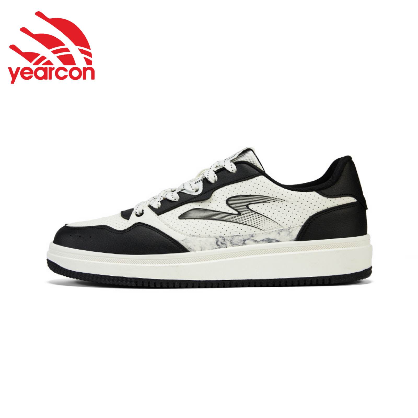 Yearcon Skateboard Shoes for Men - Black & White Durable Casual Sneakers