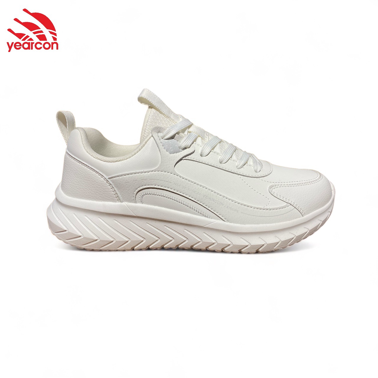 Yearcon Microfiber Leather Running Shoes for Men - All-Cream Lightweight Sneakers