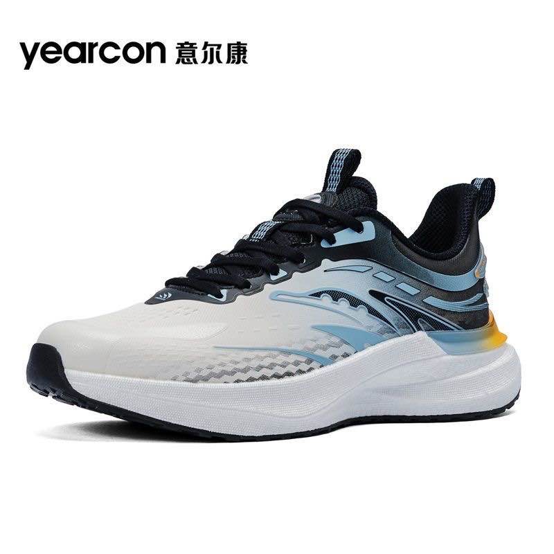 Yearcon Microfiber Leather Running Shoes for Men - Navy & Orange Lightweight Sneakers