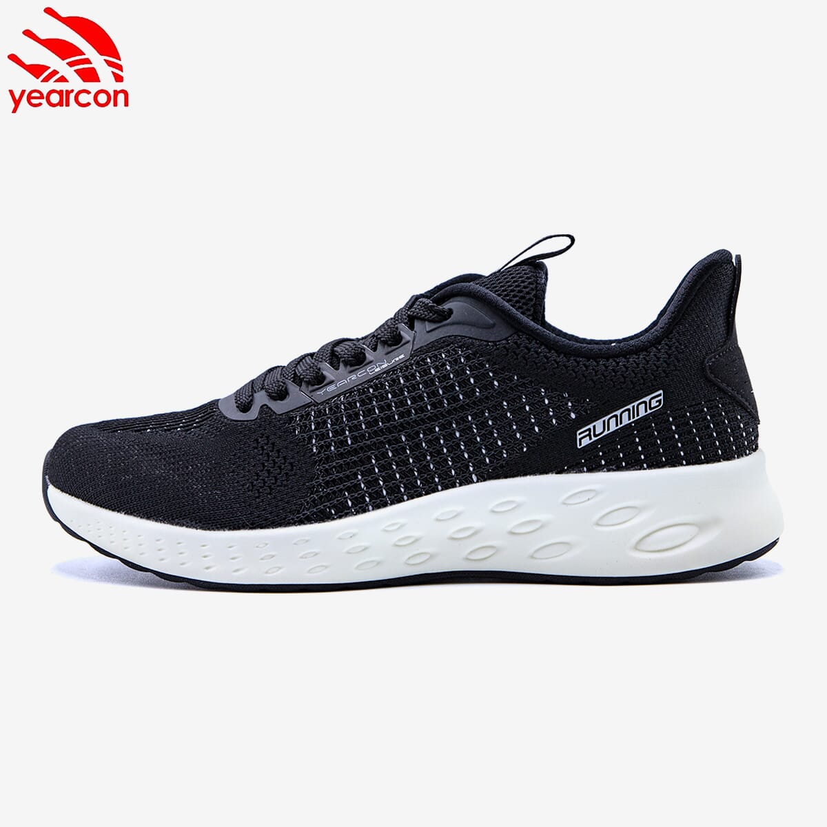 Yearcon Black Mix Lace-Up Running Shoes for Men - Solid Design Sports Sneakers