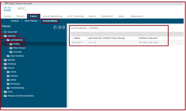 Configuring Switch Profile in ACI Step 4