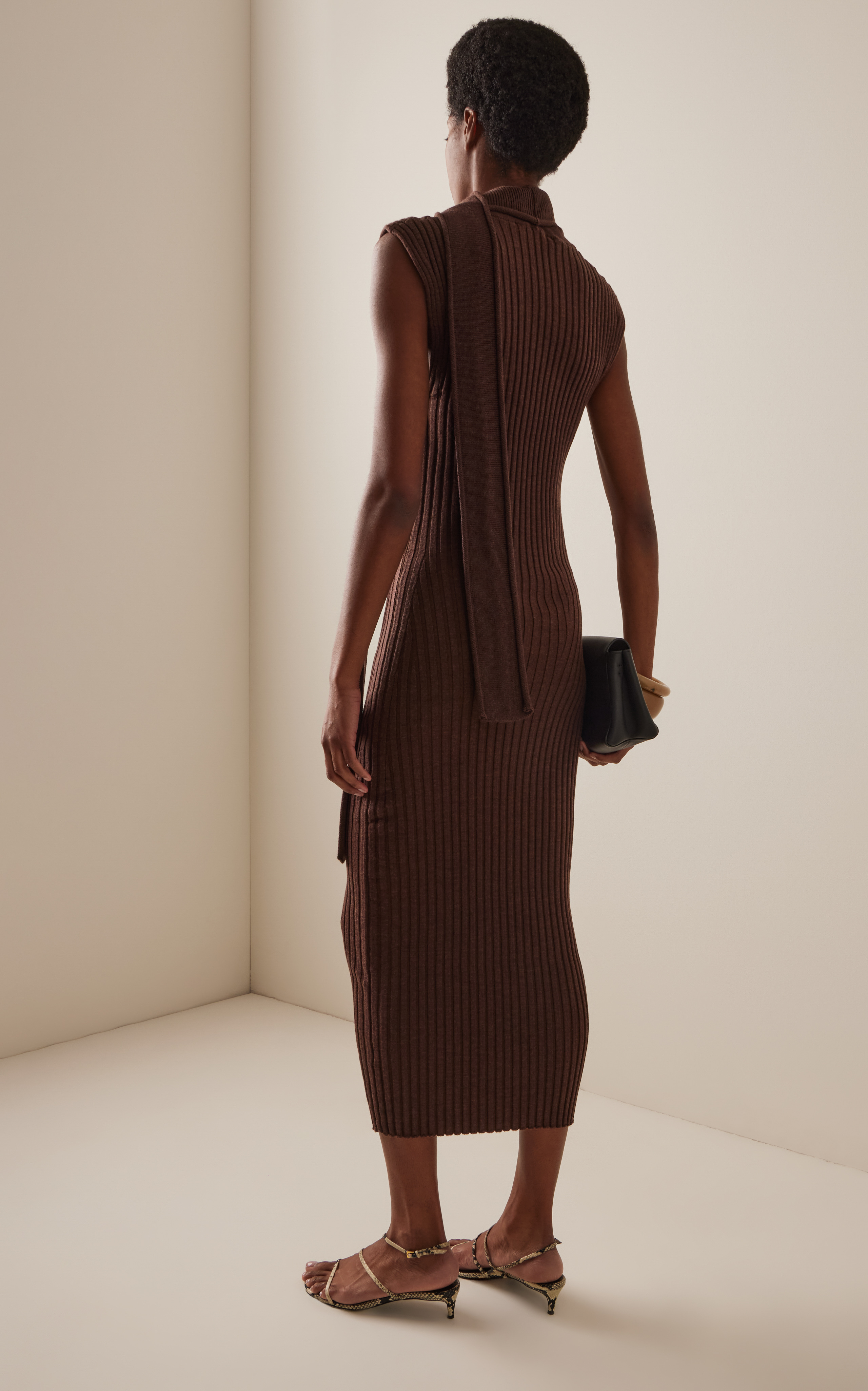 Tobacco Brown Wool Scarf Dress