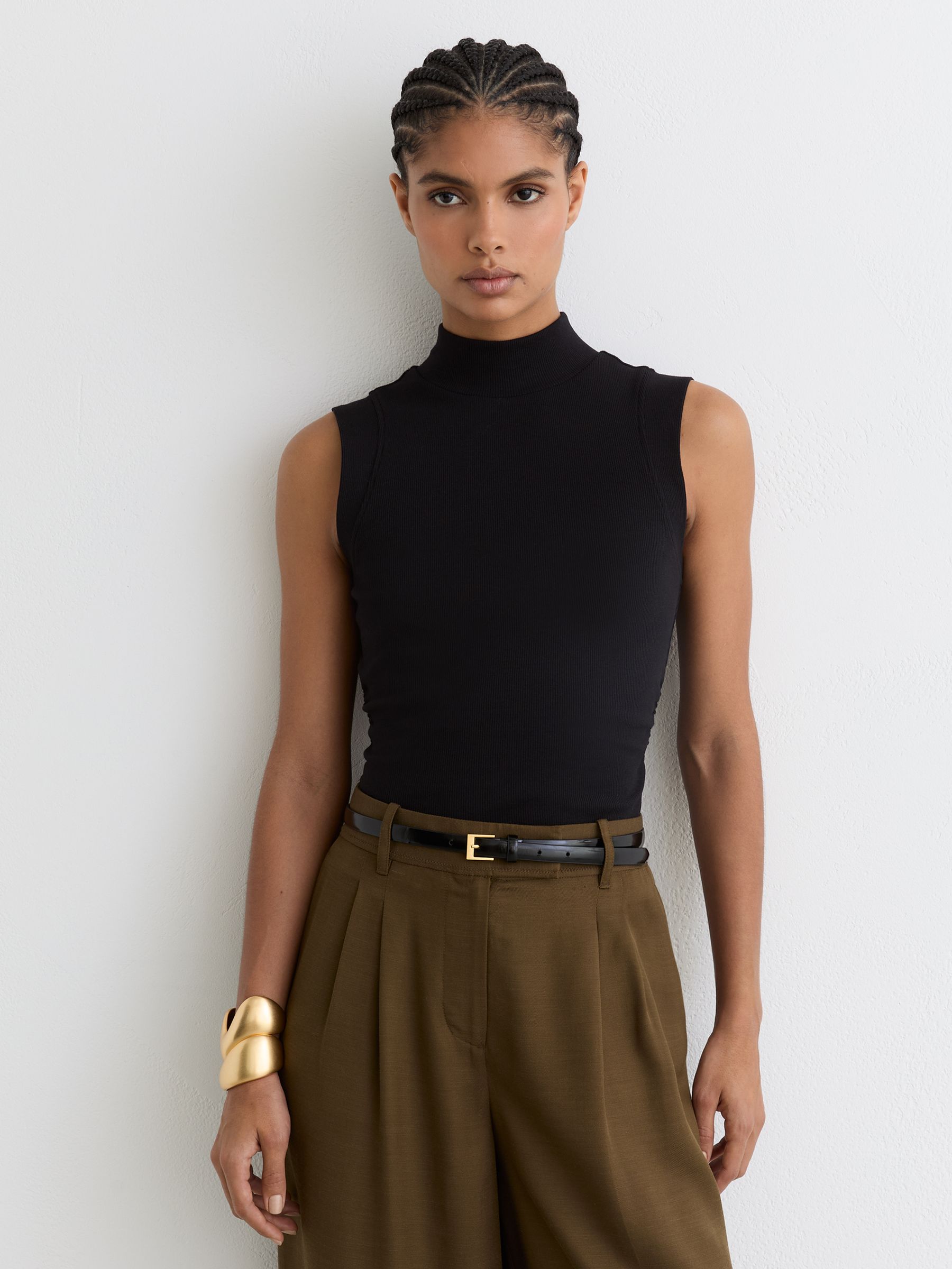 Black Simone Stretch-Cotton High-Neck Vest test
