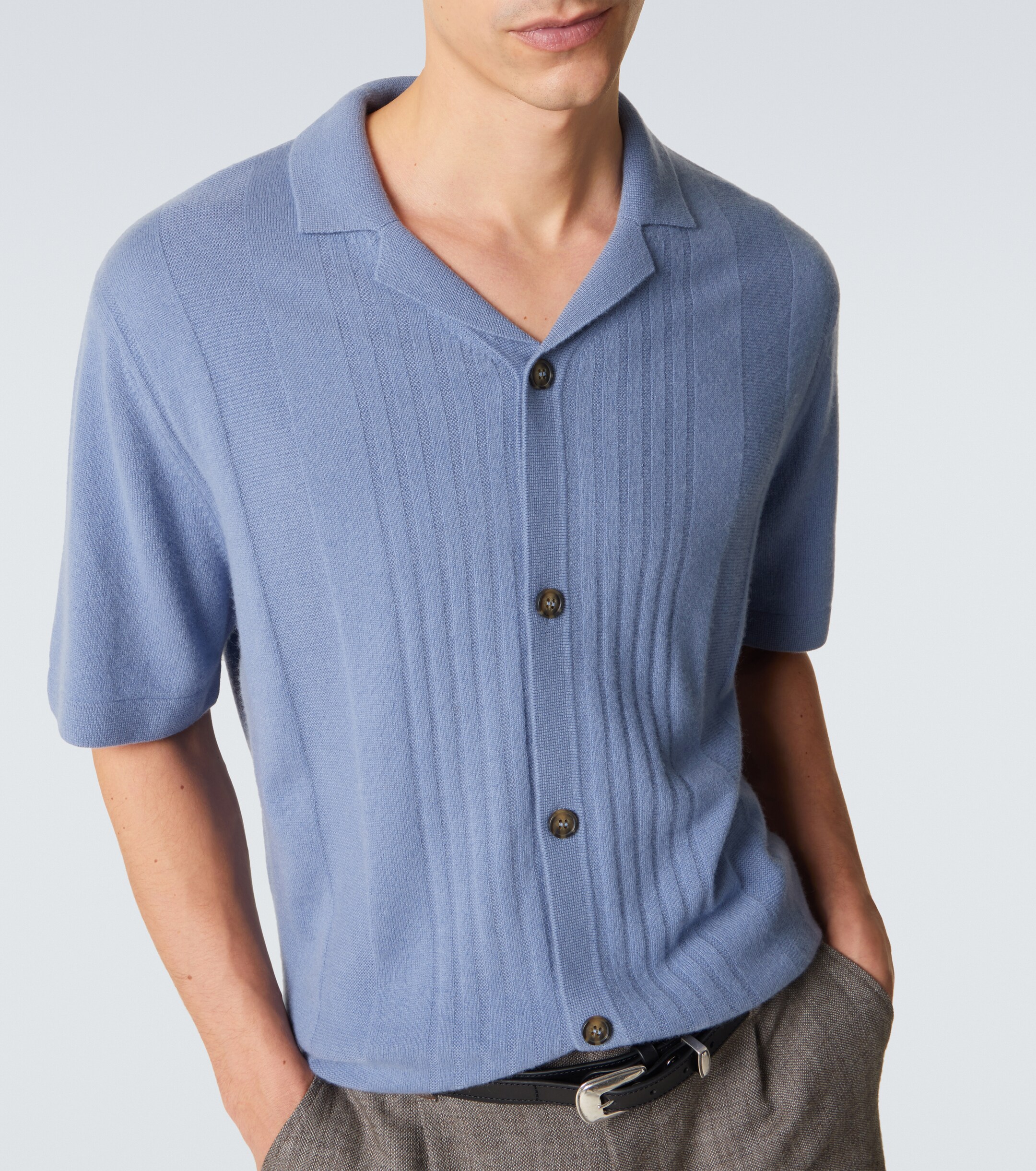 Luxe Ocean Blue Cashmere Polo
