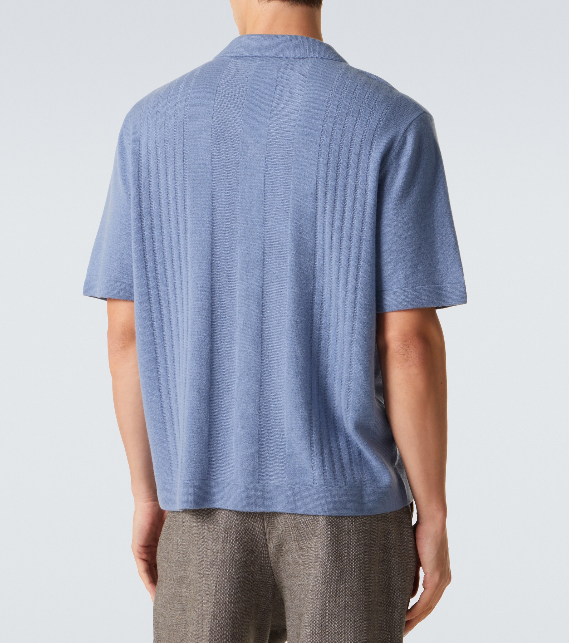 Luxe Ocean Blue Cashmere Polo