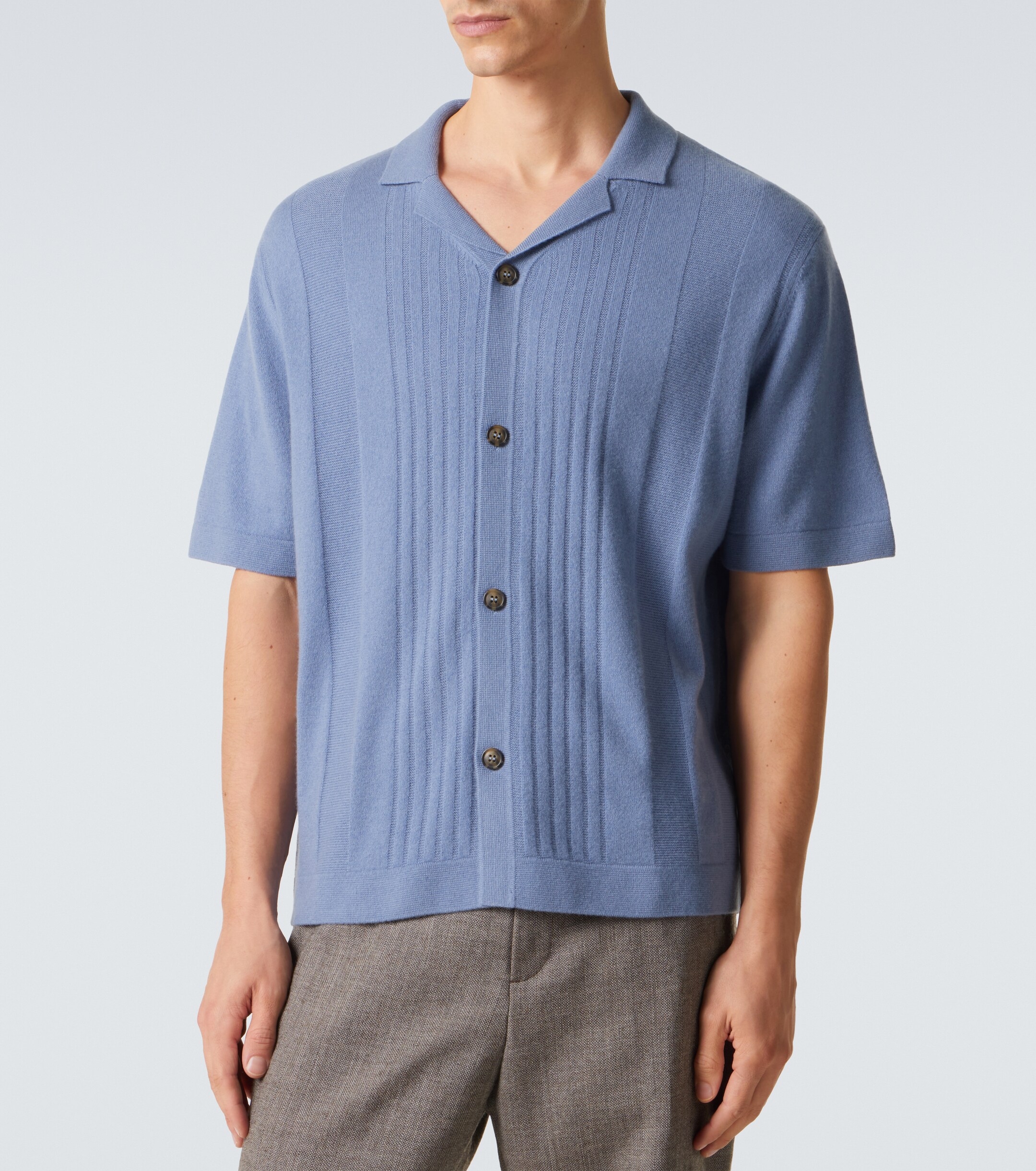 Luxe Ocean Blue Cashmere Polo