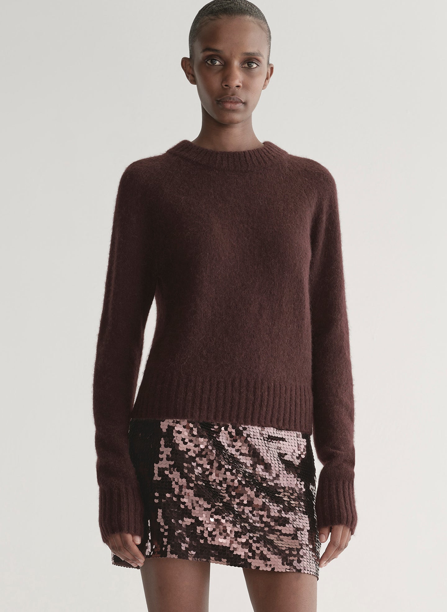 Dark Umber Brushed Alpaca Sweater