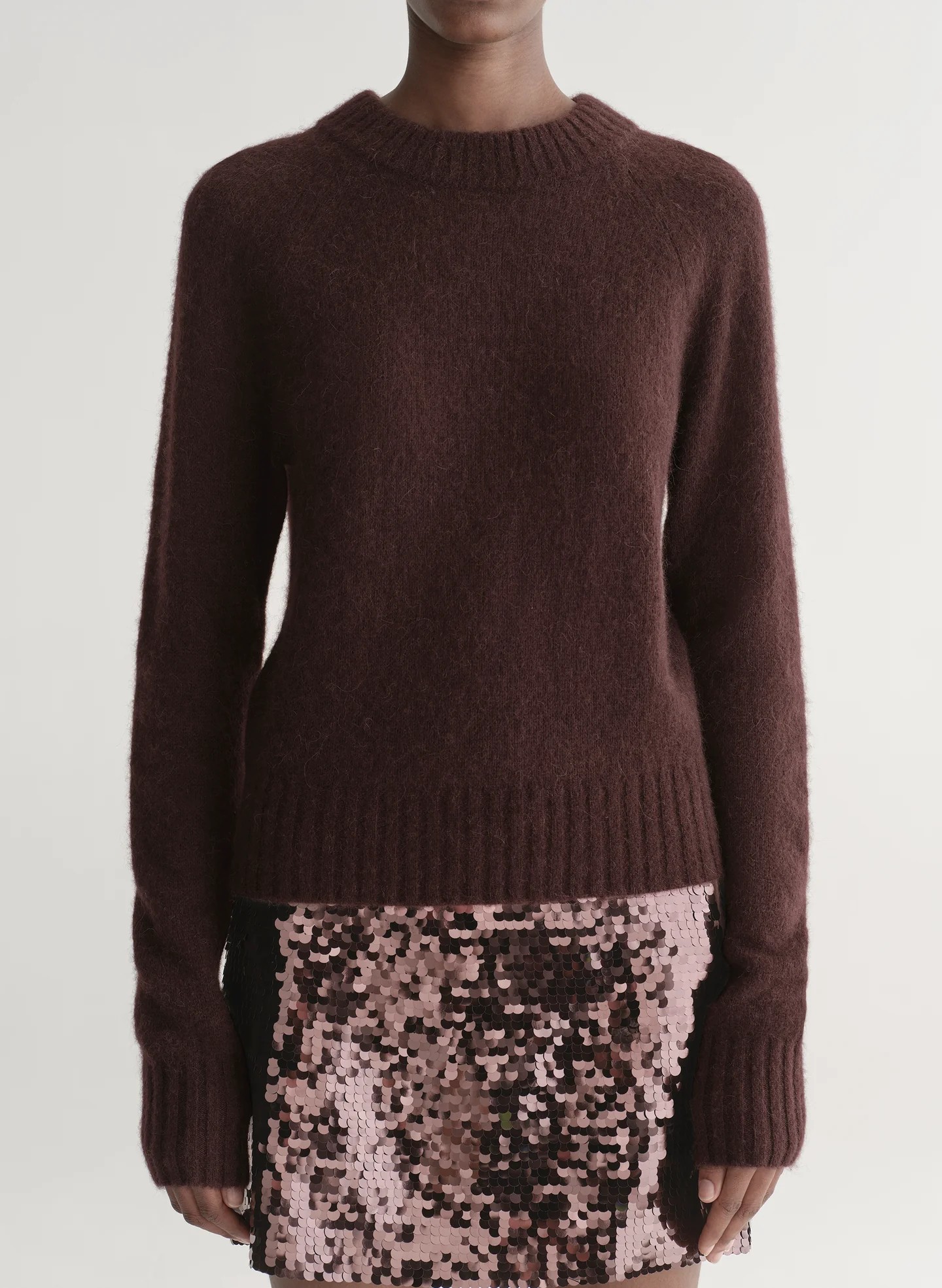 Dark Umber Brushed Alpaca Sweater