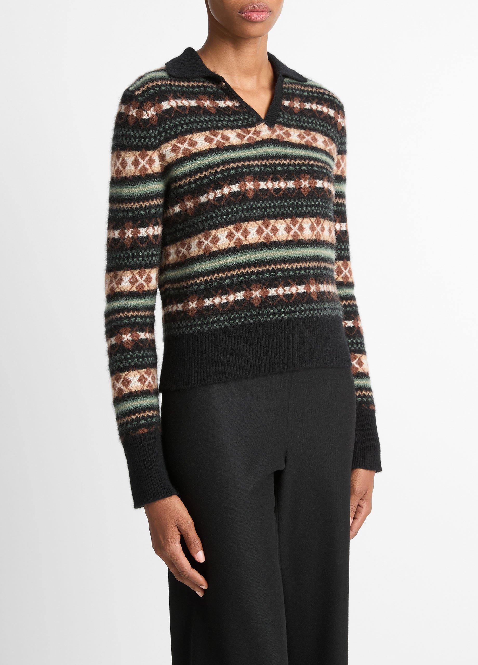 Fair Isle Cashmere Polo Sweater