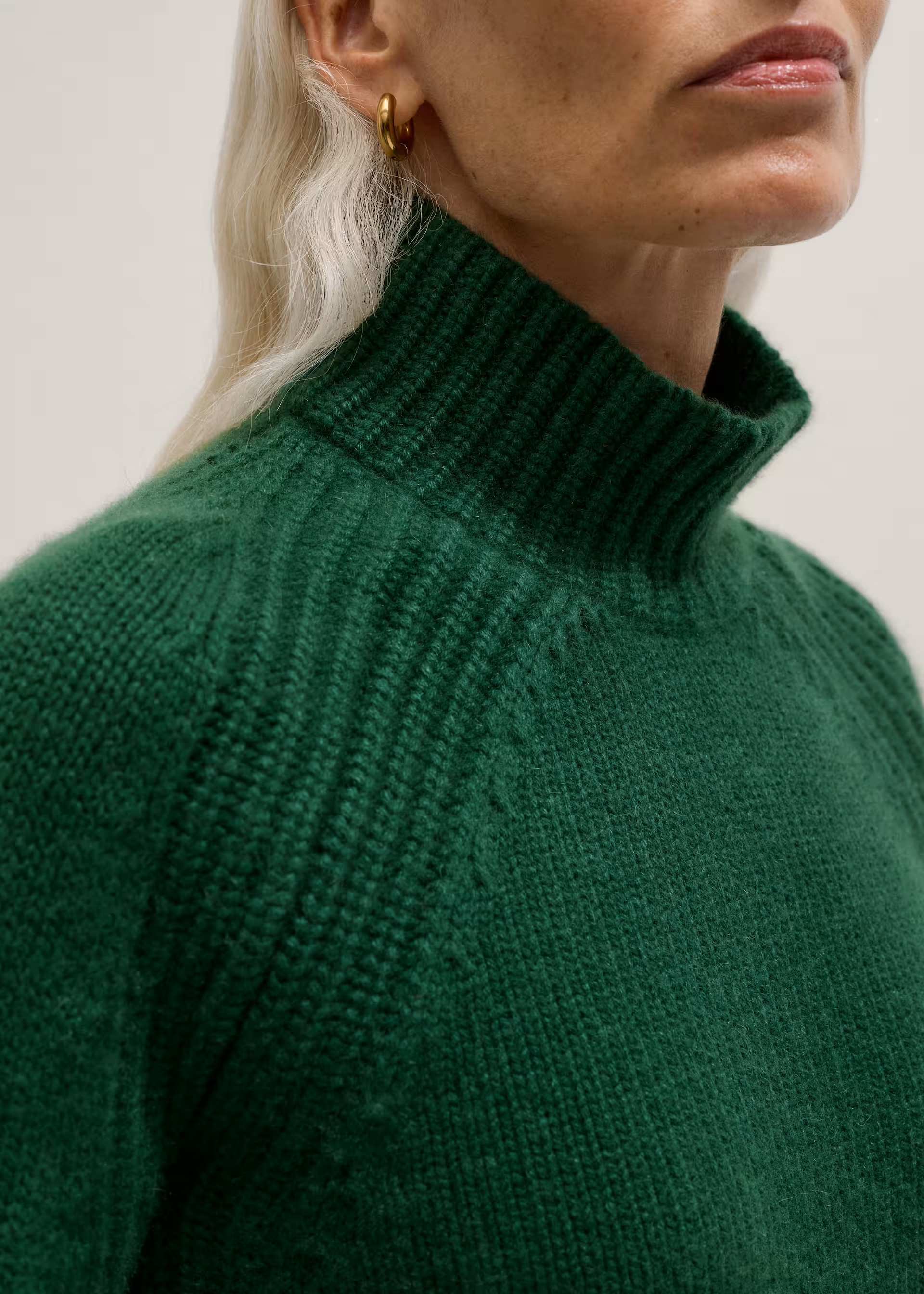High Neck Side Stripe Cashmere Sweater