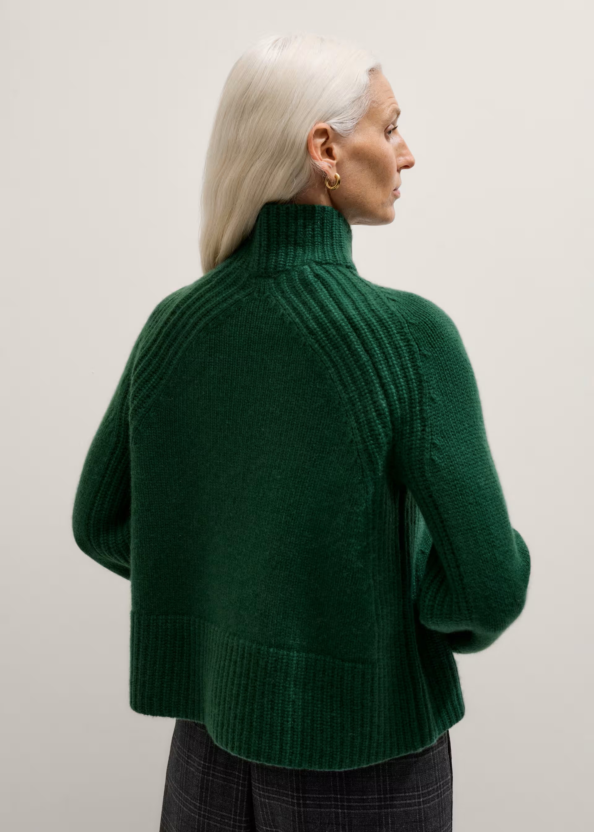 High Neck Side Stripe Cashmere Sweater