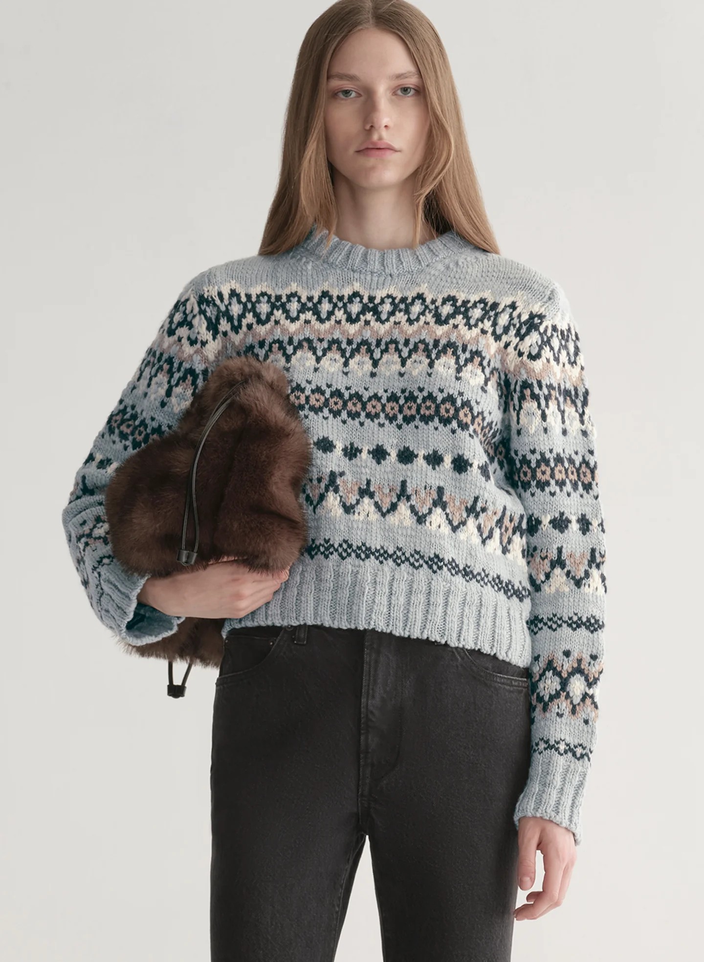 Slate Blue Fair isle Merino Sweater