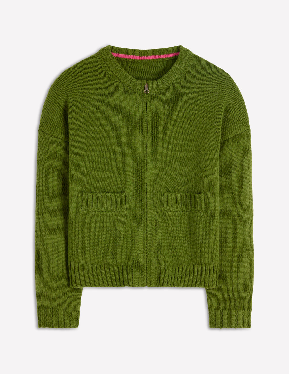 Zip-Up Wool Blend Crew Jacket