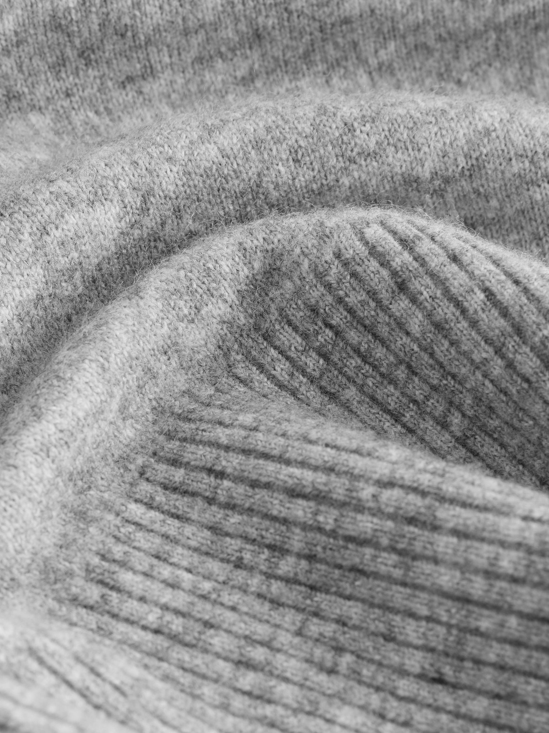 Grey Crew Neck Knitted Jumper with Wool