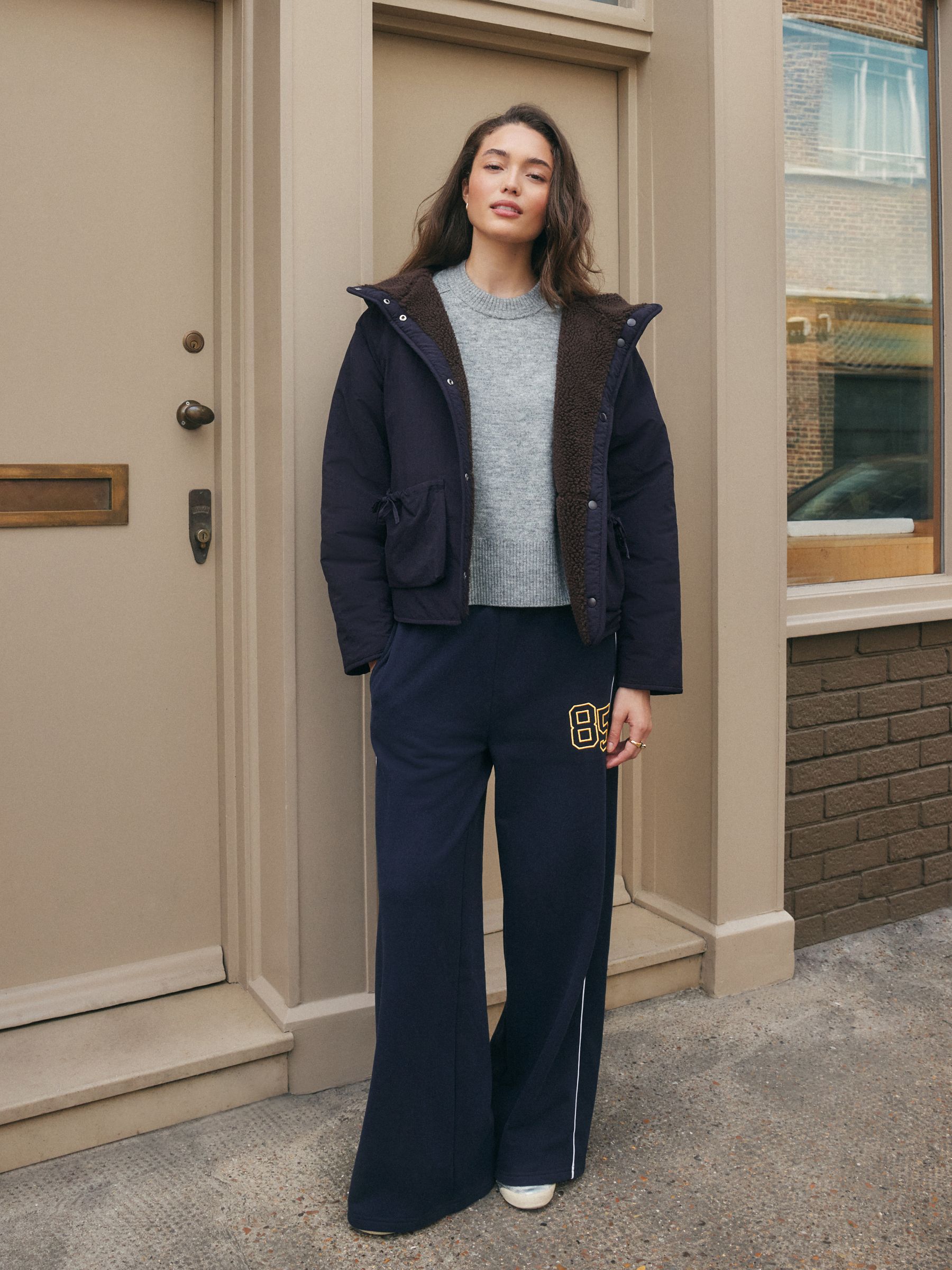 Grey Crew Neck Knitted Jumper with Wool