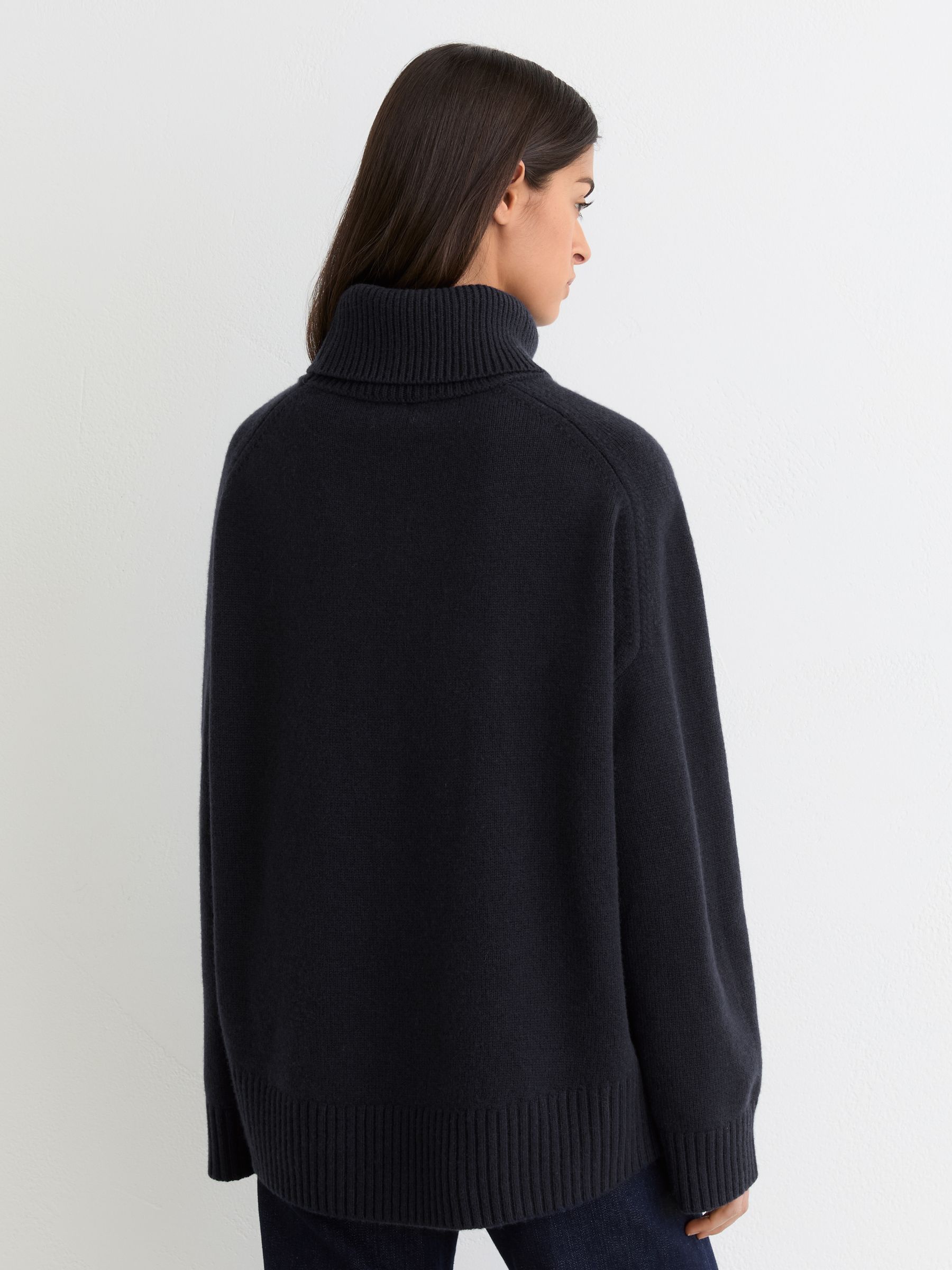 Navy Brooklyn Wool-Cashmere Roll-Neck Jumper