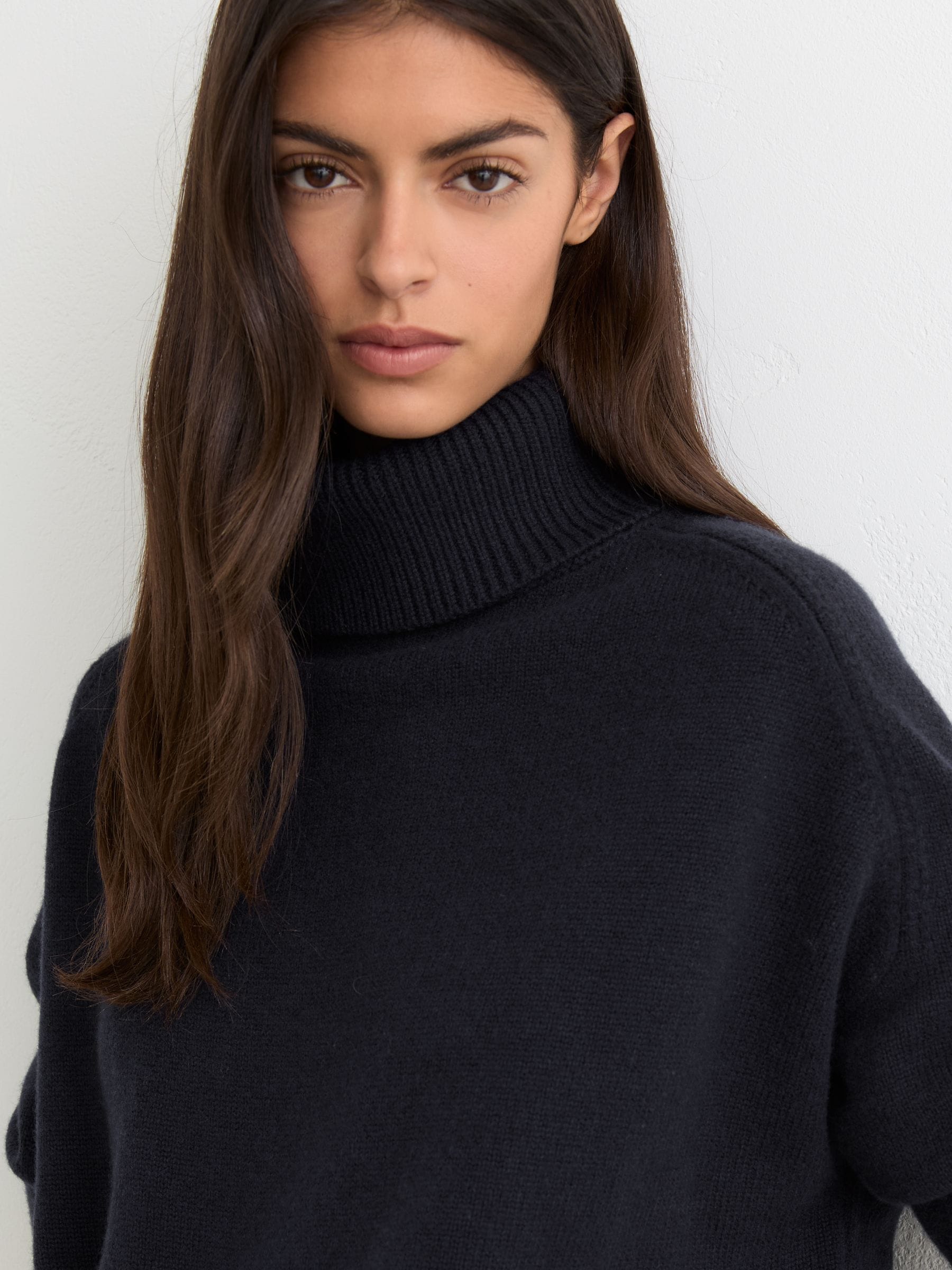 Navy Brooklyn Wool-Cashmere Roll-Neck Jumper