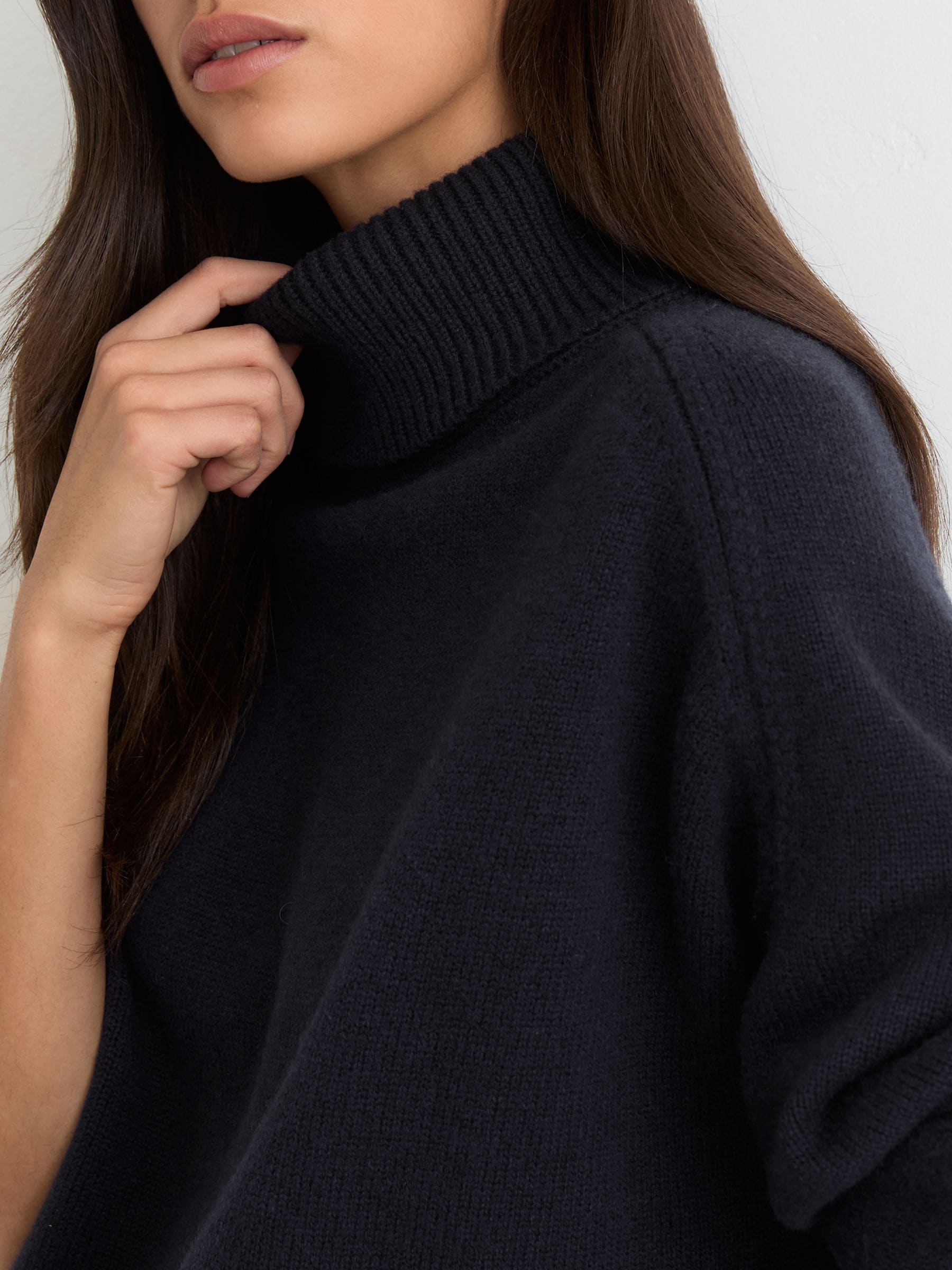 Navy Brooklyn Wool-Cashmere Roll-Neck Jumper