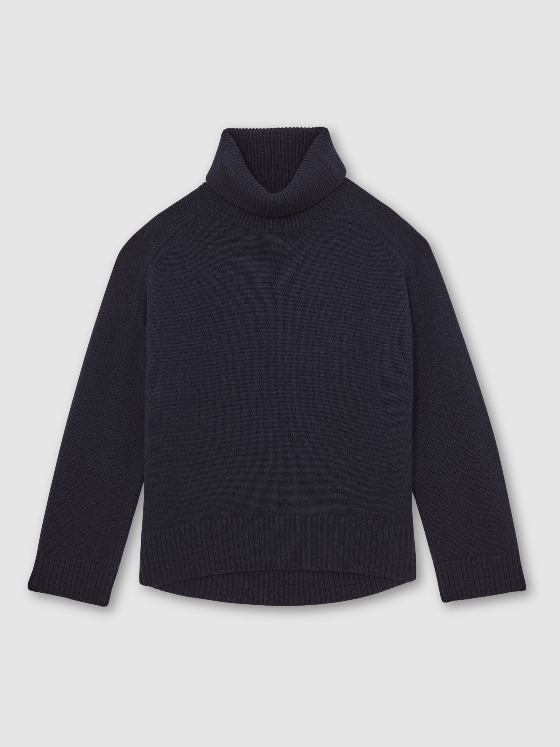 Navy Brooklyn Wool-Cashmere Roll-Neck Jumper