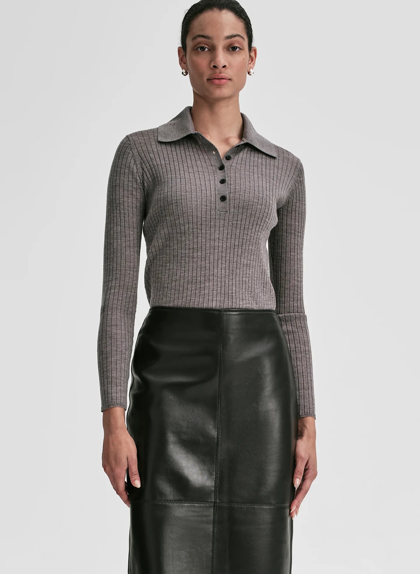 Fine Merino Ribbed Polo Top