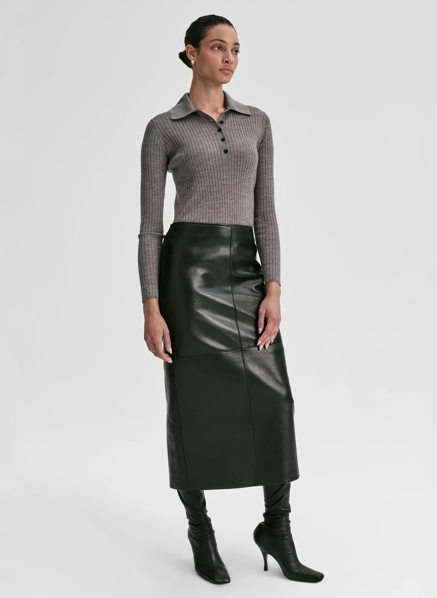 Fine Merino Ribbed Polo Top