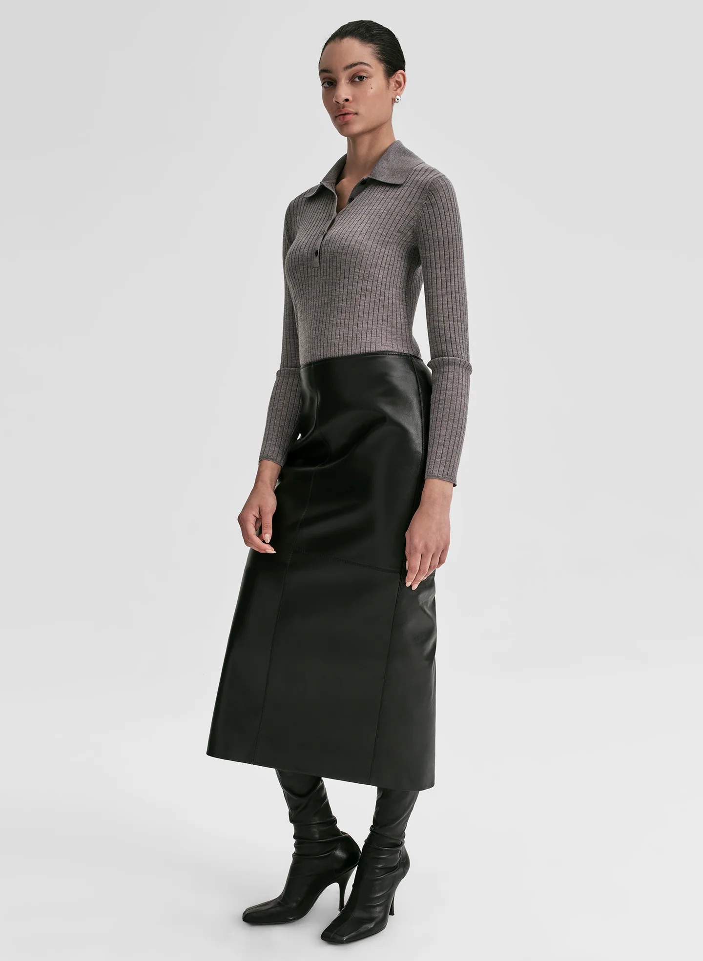 Fine Merino Ribbed Polo Top