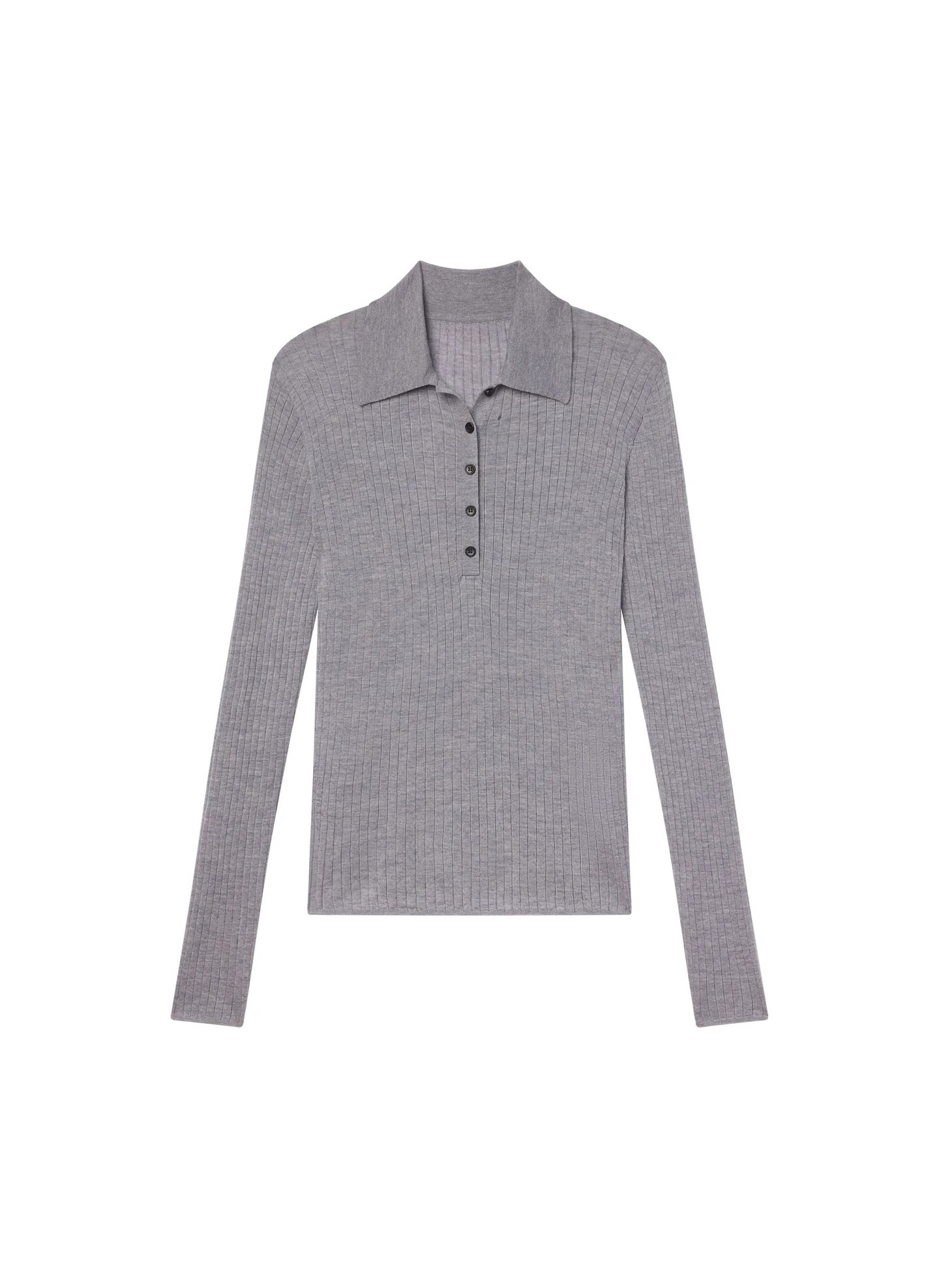 Fine Merino Ribbed Polo Top
