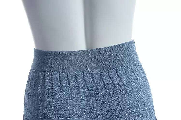 Sky Blue Striped A-Line Knit Skirt