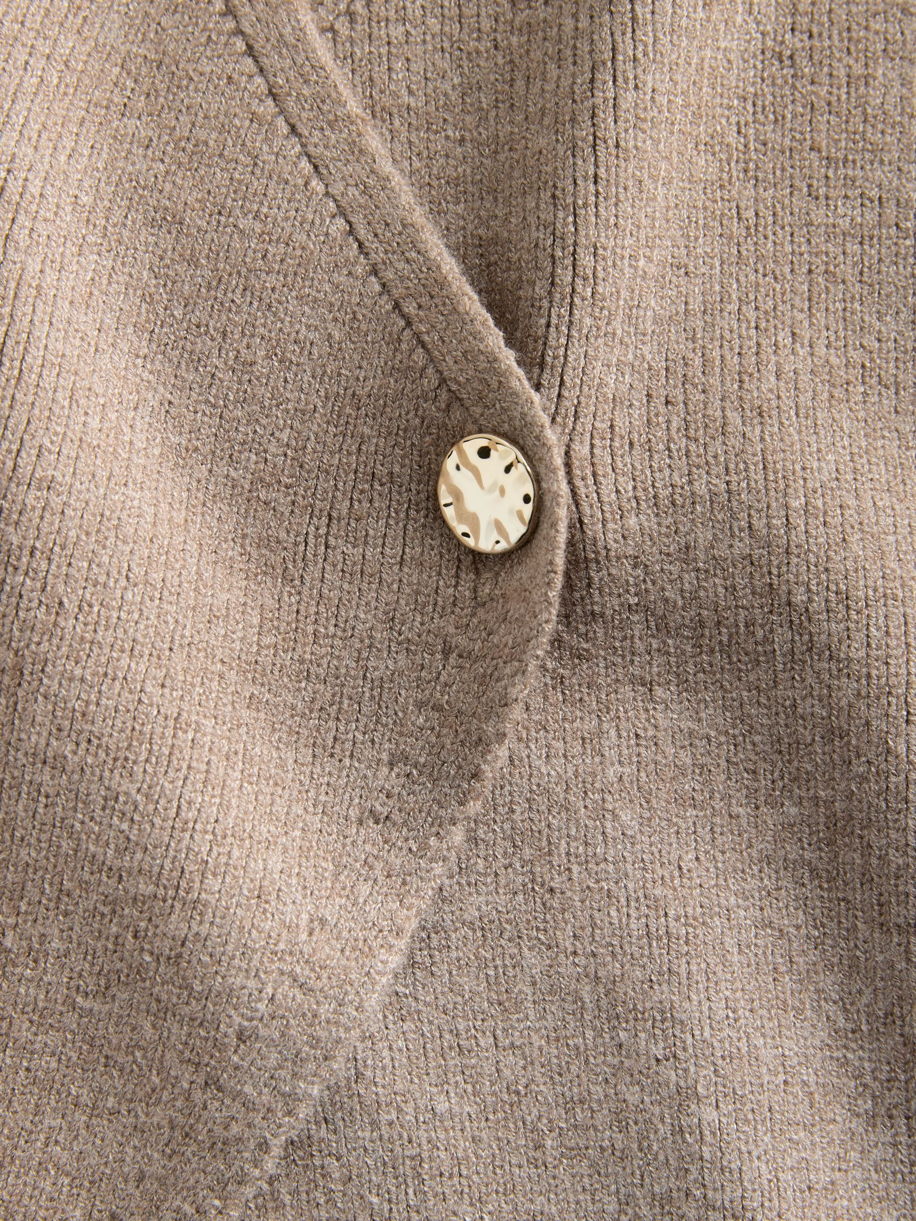 Neutral/Black Knitted Gold Button Ribbed Waistcoat