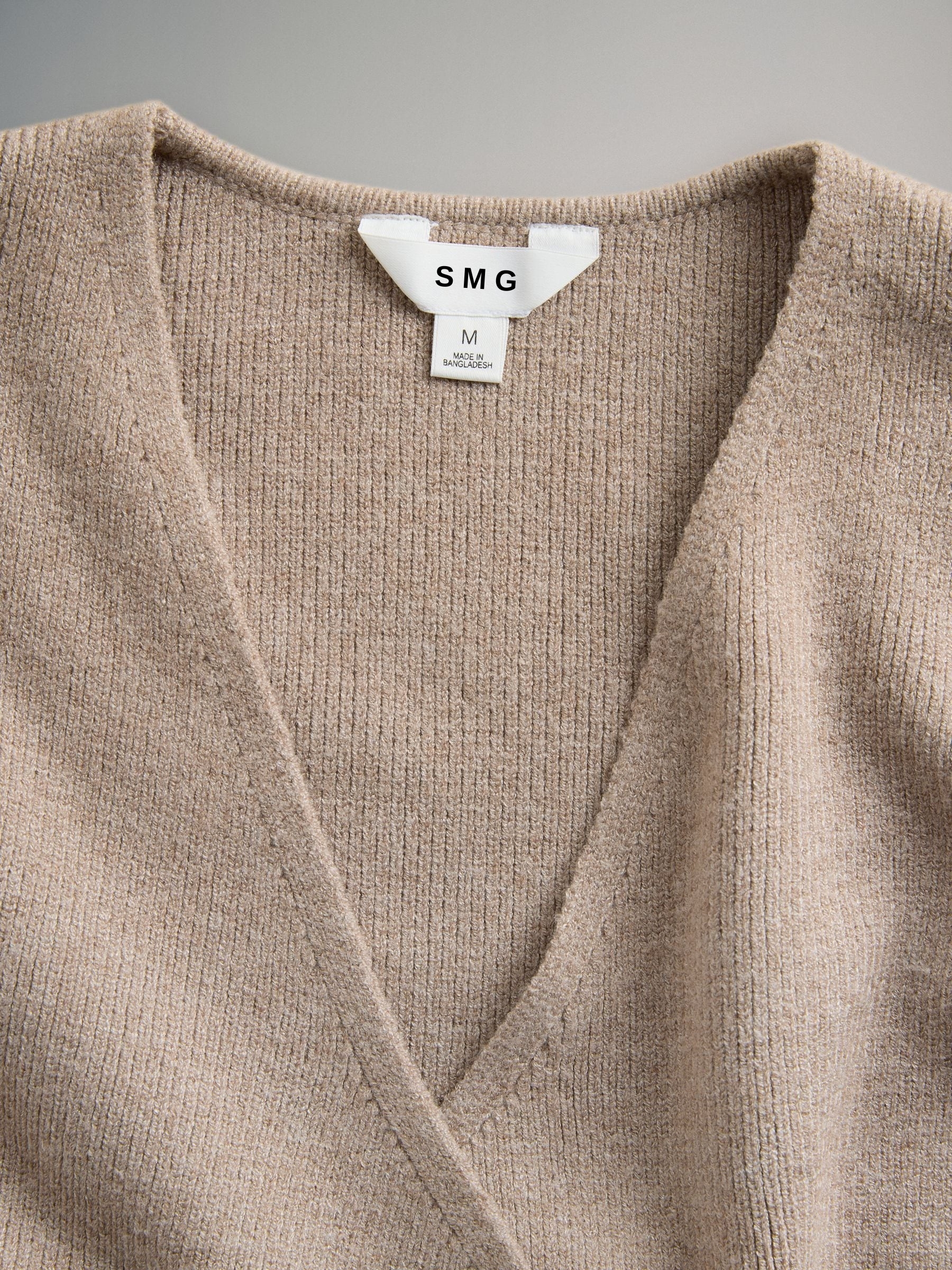 Neutral/Black Knitted Gold Button Ribbed Waistcoat