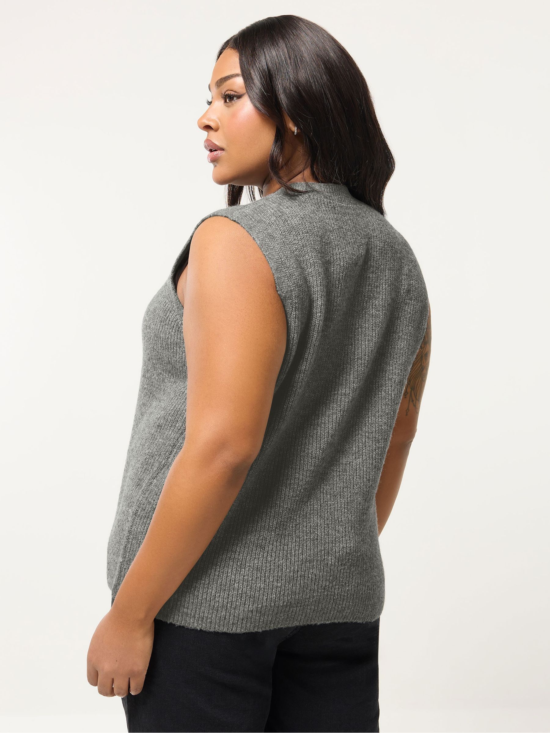 Curve Grey Double Tie Knitted Waistcoat