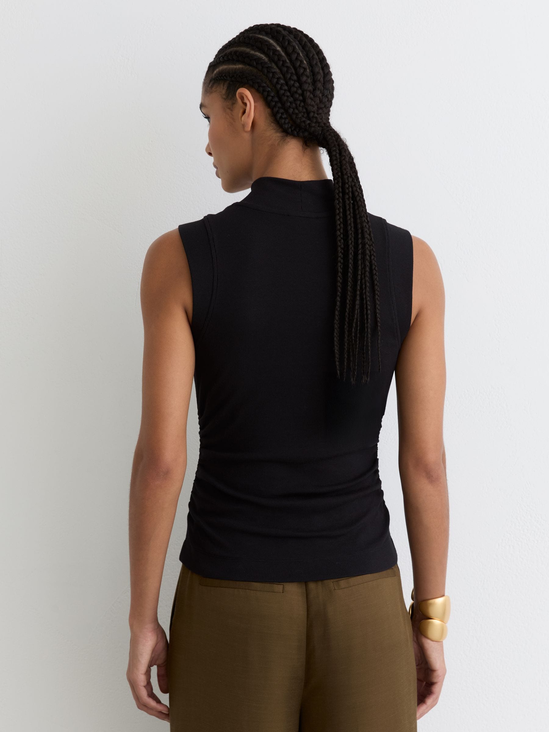 Black Simone Stretch-Cotton High-Neck Vest
