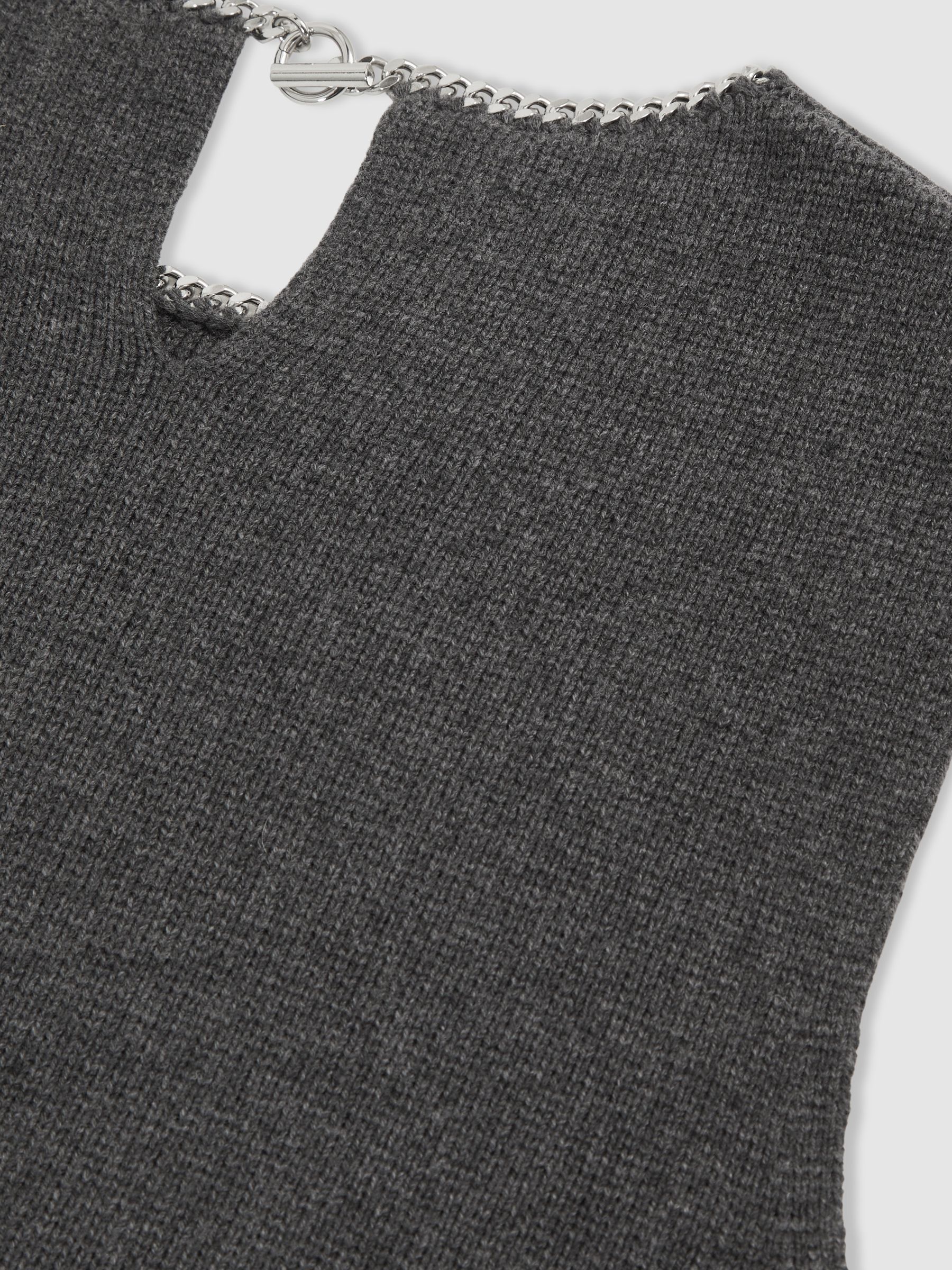 Charcoal Grey Nina Wool-Blend Necklace-Trim Knitted Vest